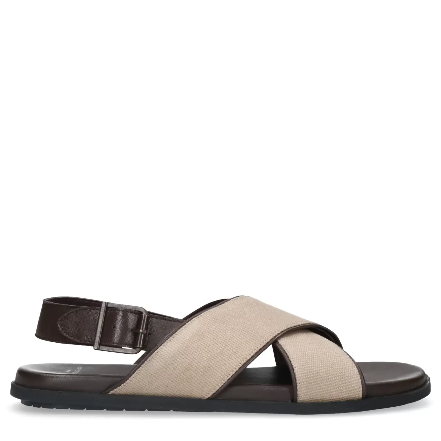 Outlet Leather Sandals With Details - Brown Men Sandals