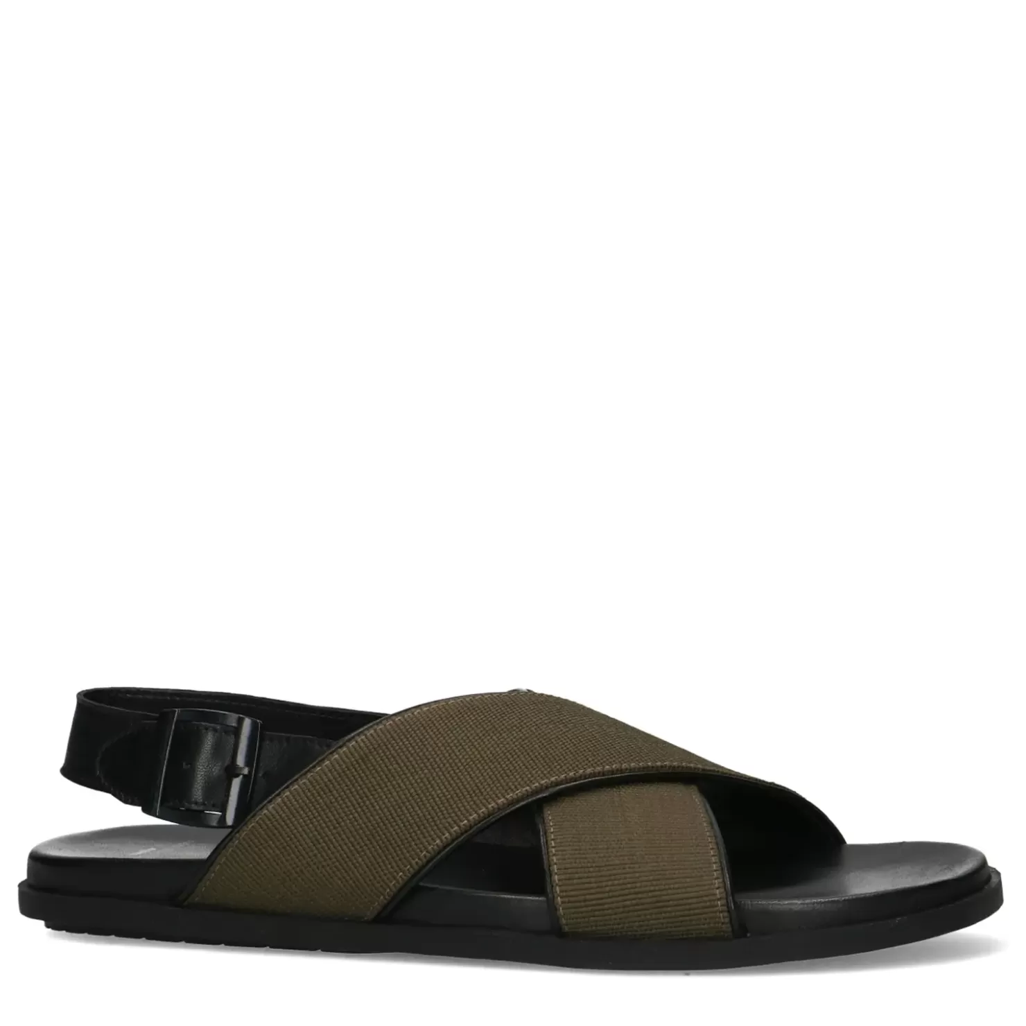 Outlet Leather Sandals With Green Straps Men Sandals