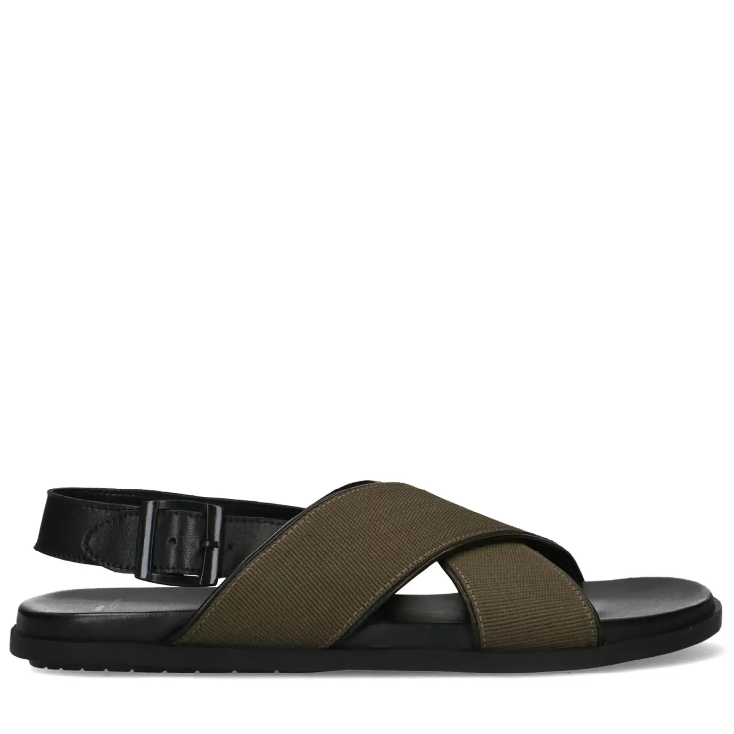 Outlet Leather Sandals With Green Straps Men Sandals