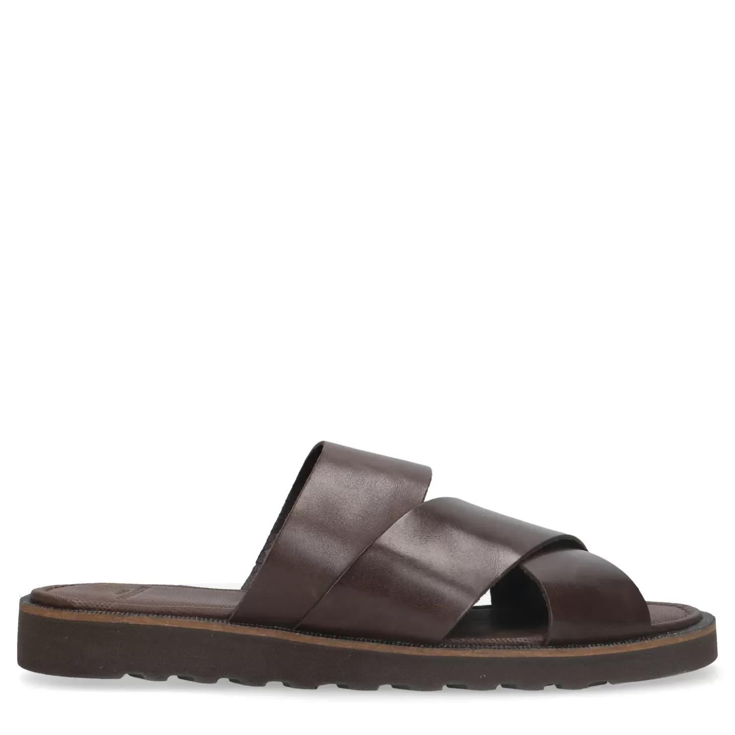 Clearance Leather Slides - Brown Men Flip Flops