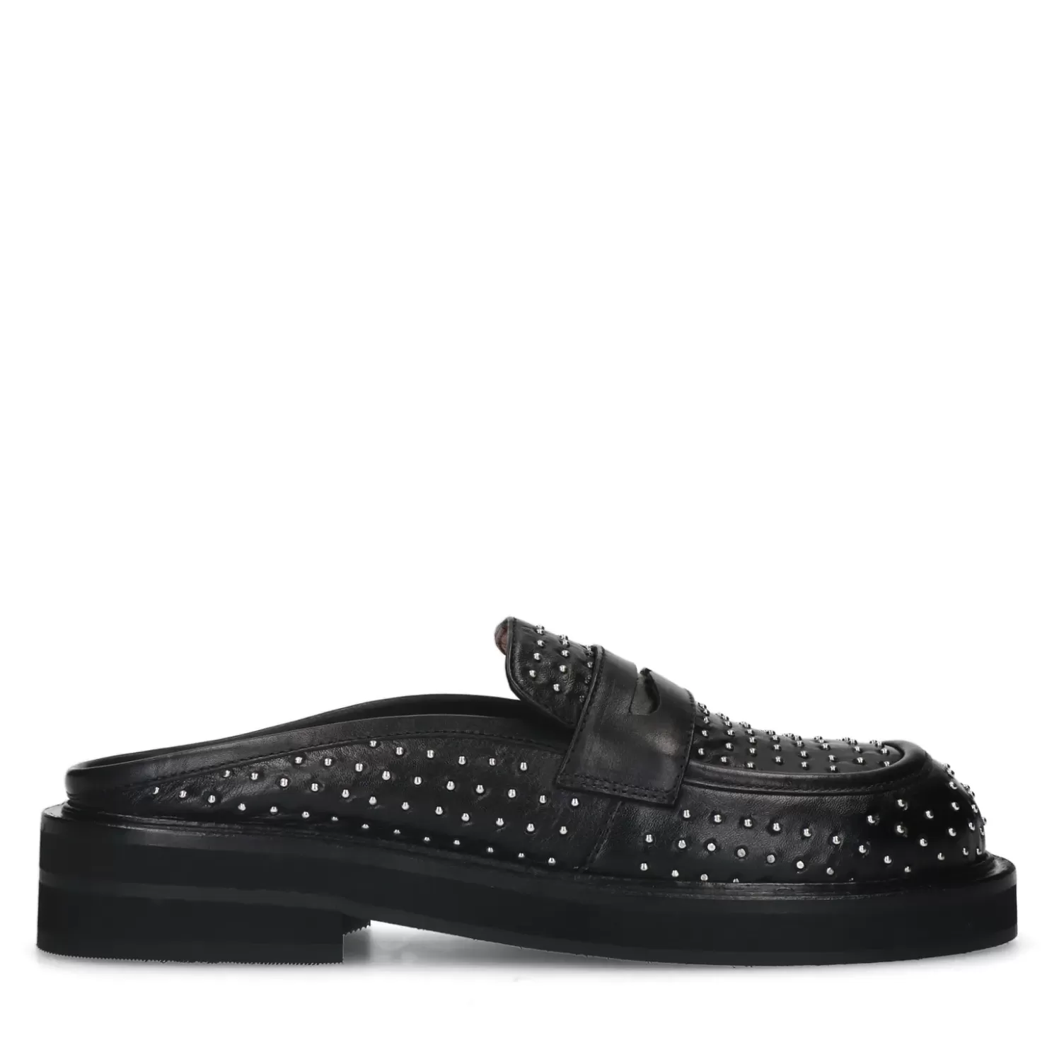 Best Leather Slip-On Shoes With Studs - Black Women Moccasins