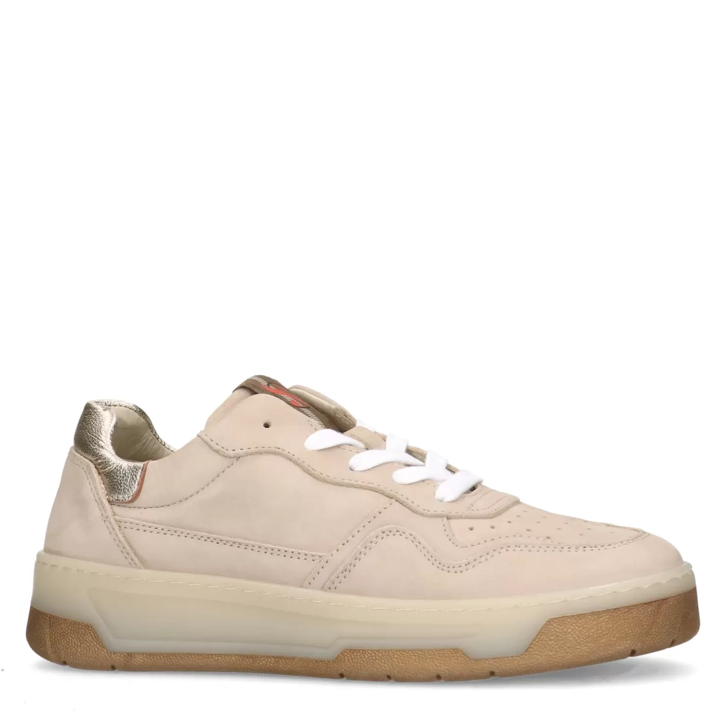 Clearance Leather Sneakers With Details - Beige Women Sneakers