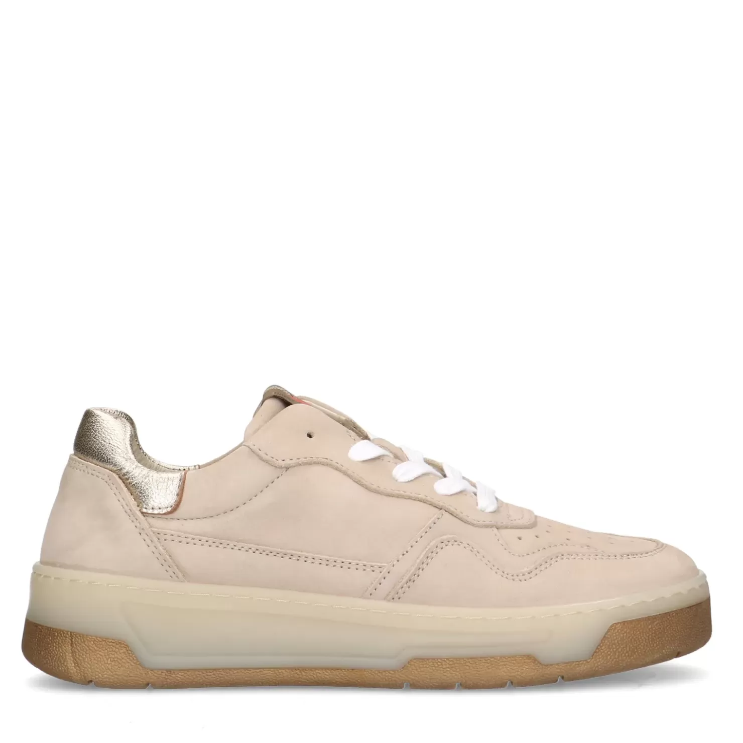 Clearance Leather Sneakers With Details - Beige Women Sneakers