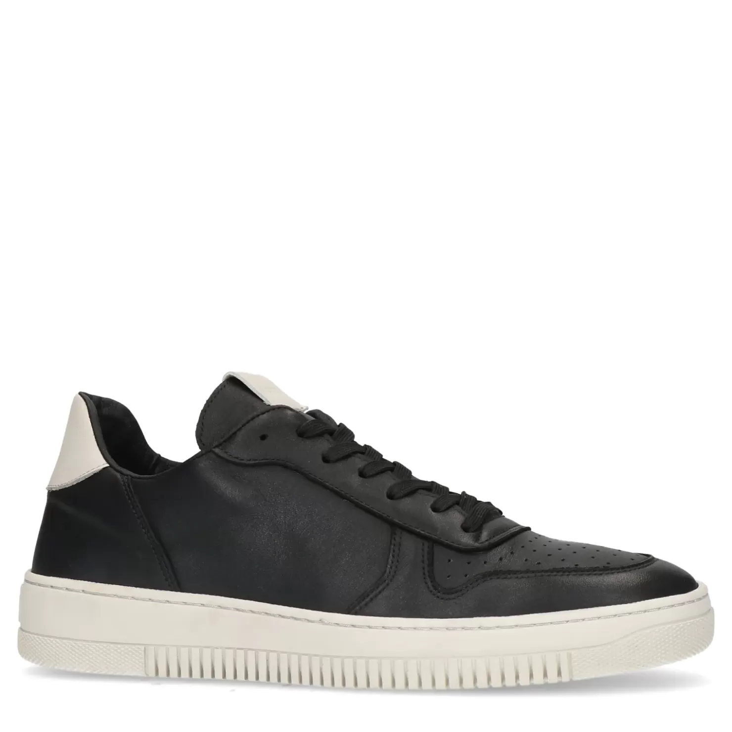 Cheap Leather Sneakers With Details - Black Men Sneakers