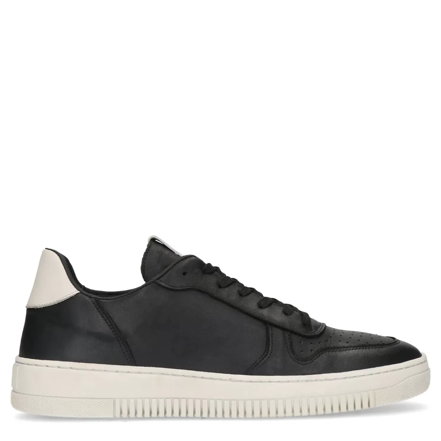 Cheap Leather Sneakers With Details - Black Men Sneakers