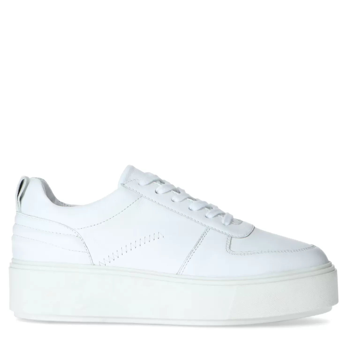 Clearance Leather Sneakers With Platform Sole - White Women Sneakers