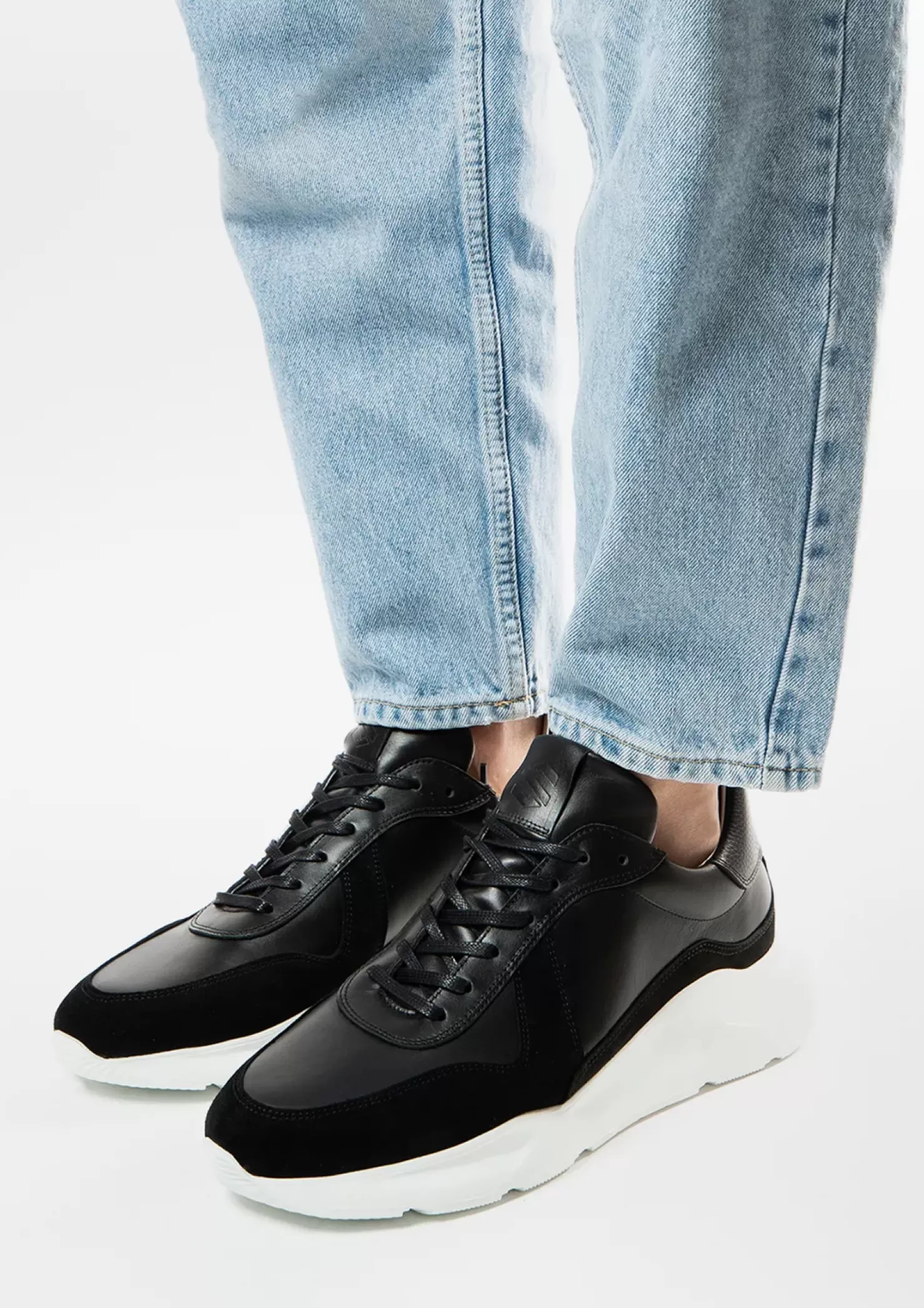 Best Leather Sneakers With Suede Details - Black Men Sneakers