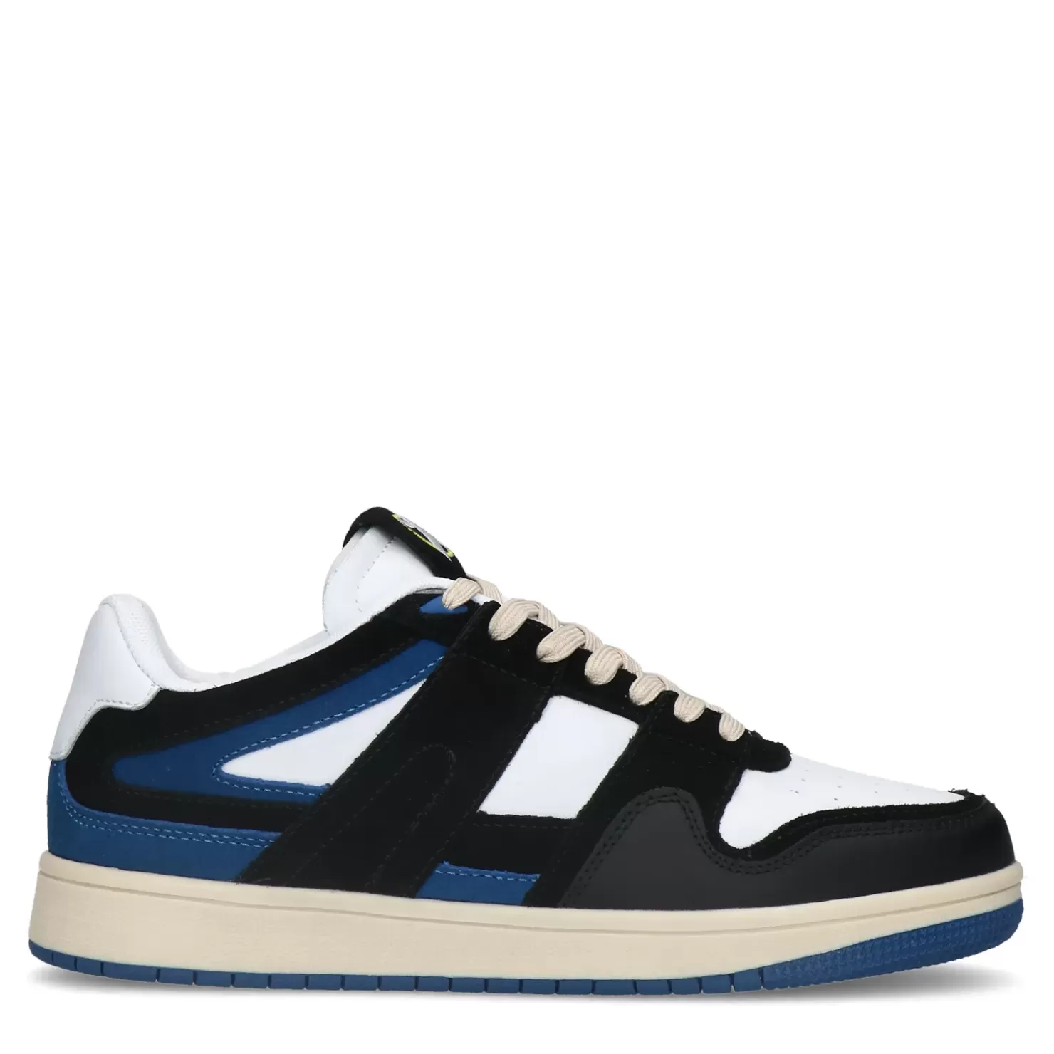 Cheap Leather Sneakers With Suede Details - Blue Men Sneakers