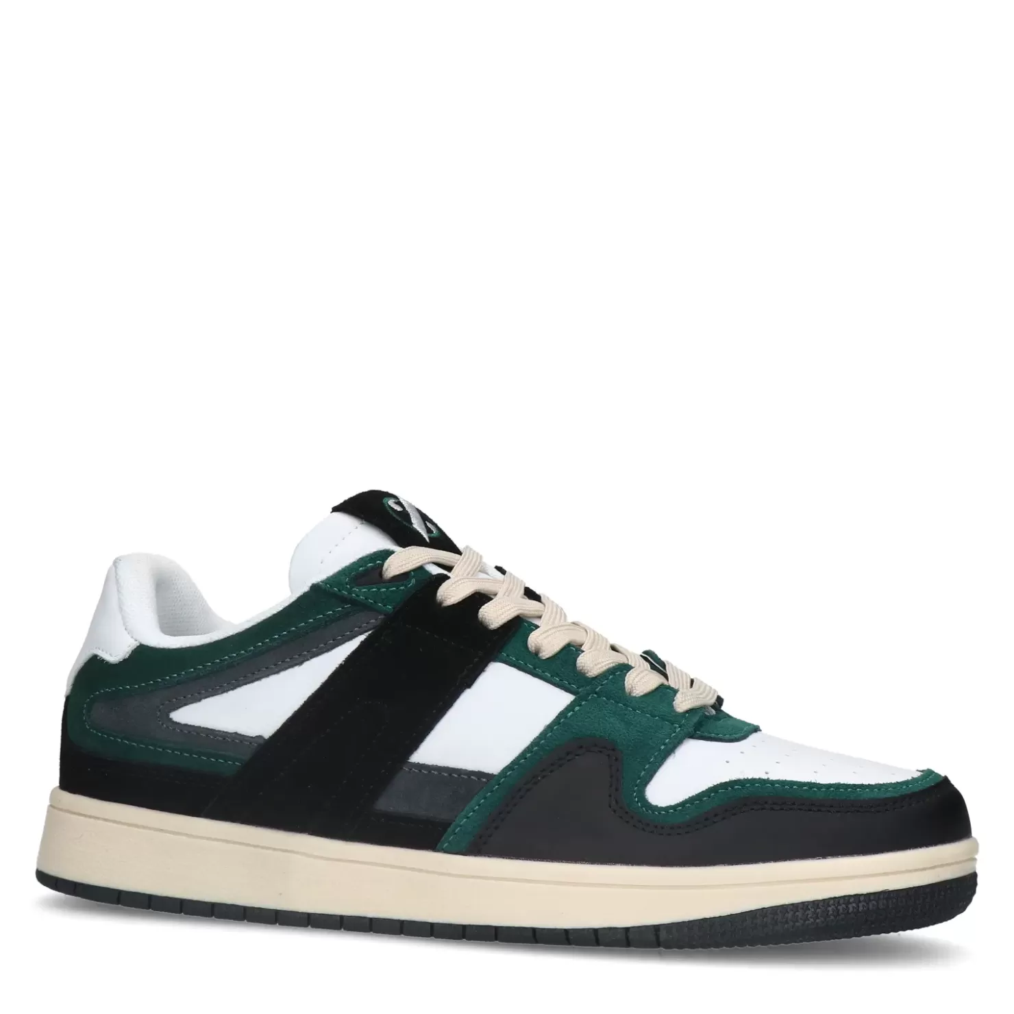 Online Leather Sneakers With Suede Details - Dark Green Men Sneakers