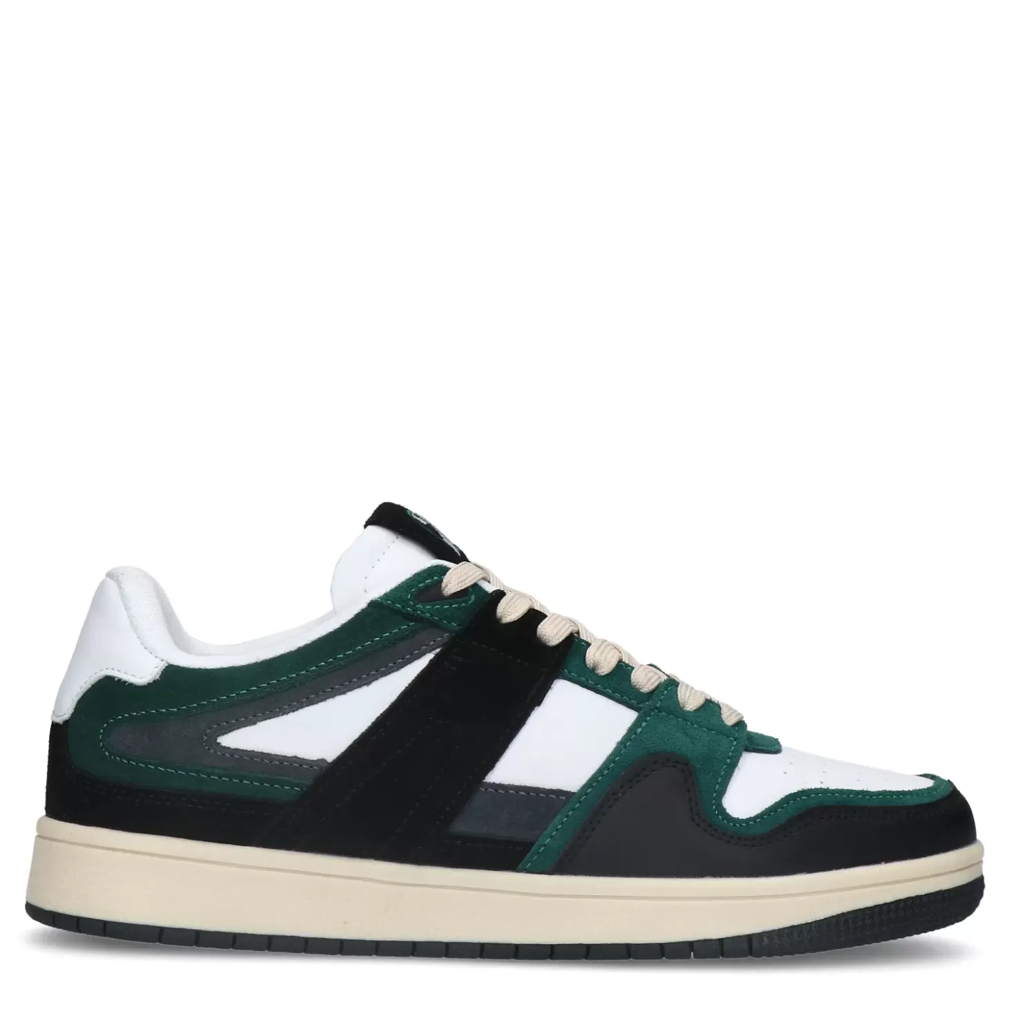 Online Leather Sneakers With Suede Details - Dark Green Men Sneakers