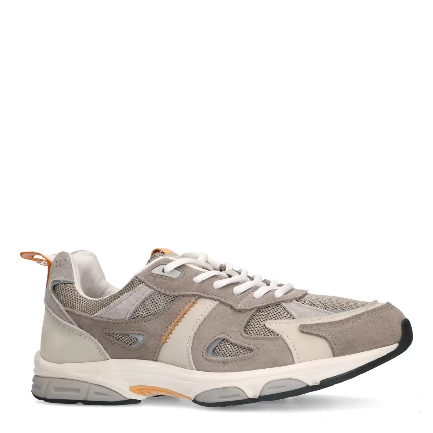 Store Leather Sneakers With Suede Details - Gray Men Sneakers