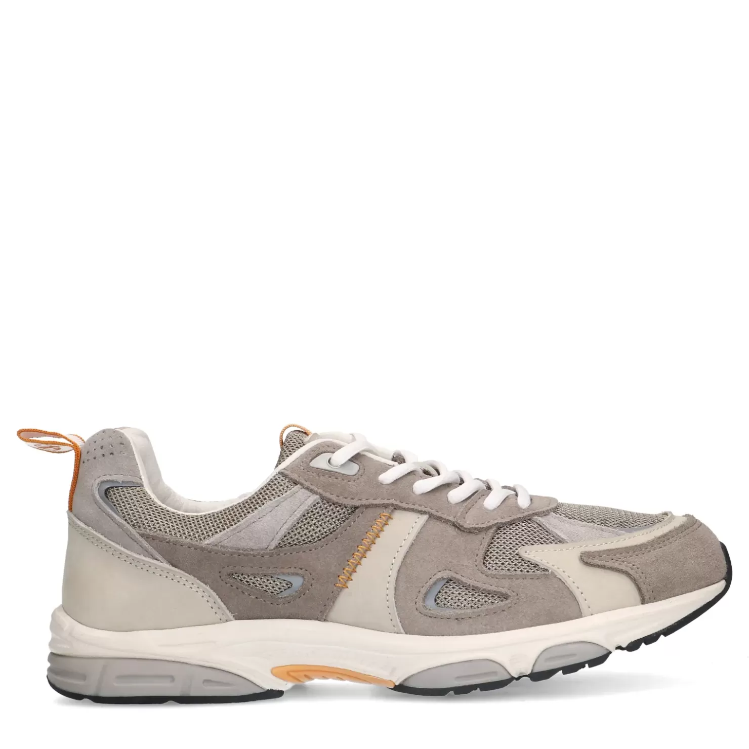 Store Leather Sneakers With Suede Details - Gray Men Sneakers