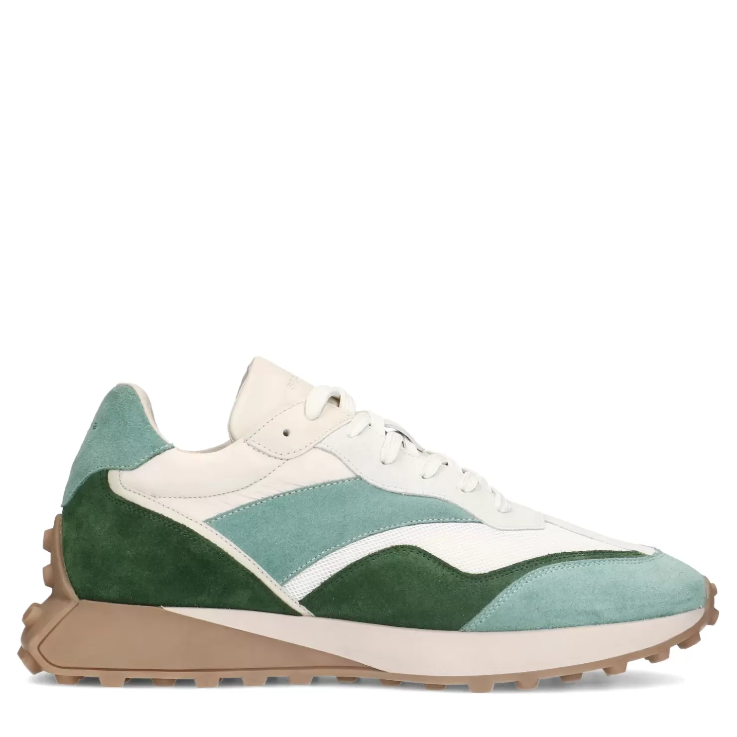 Cheap Leather Sneakers With Suede Details - Green Men Sneakers