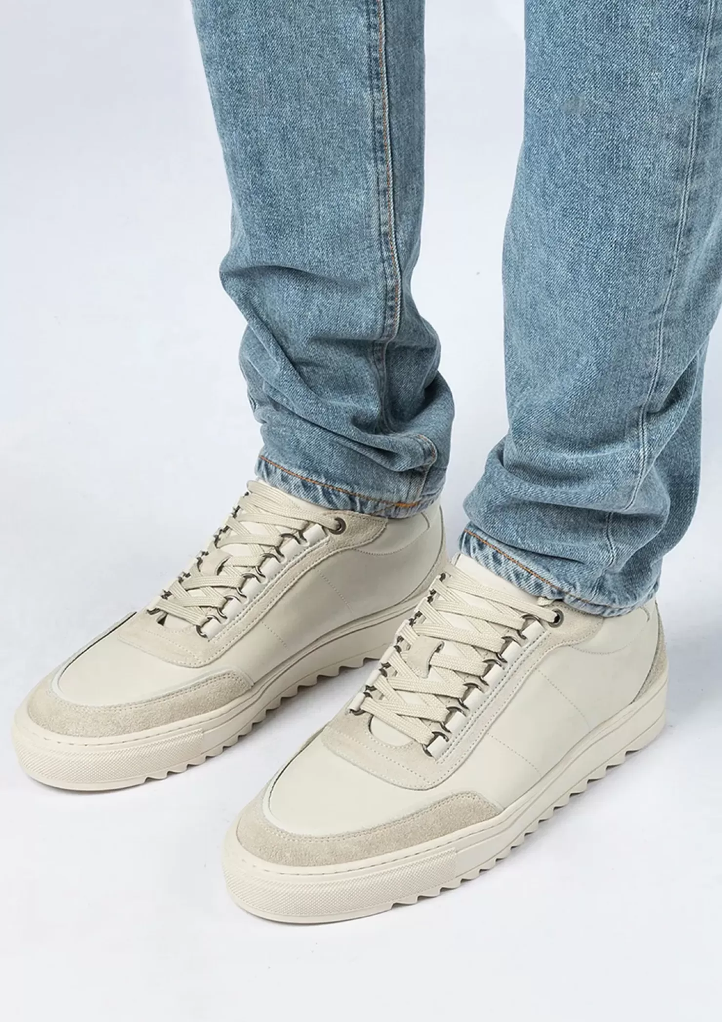 Clearance Leather Sneakers With Suede Details - Off-White Men Sneakers