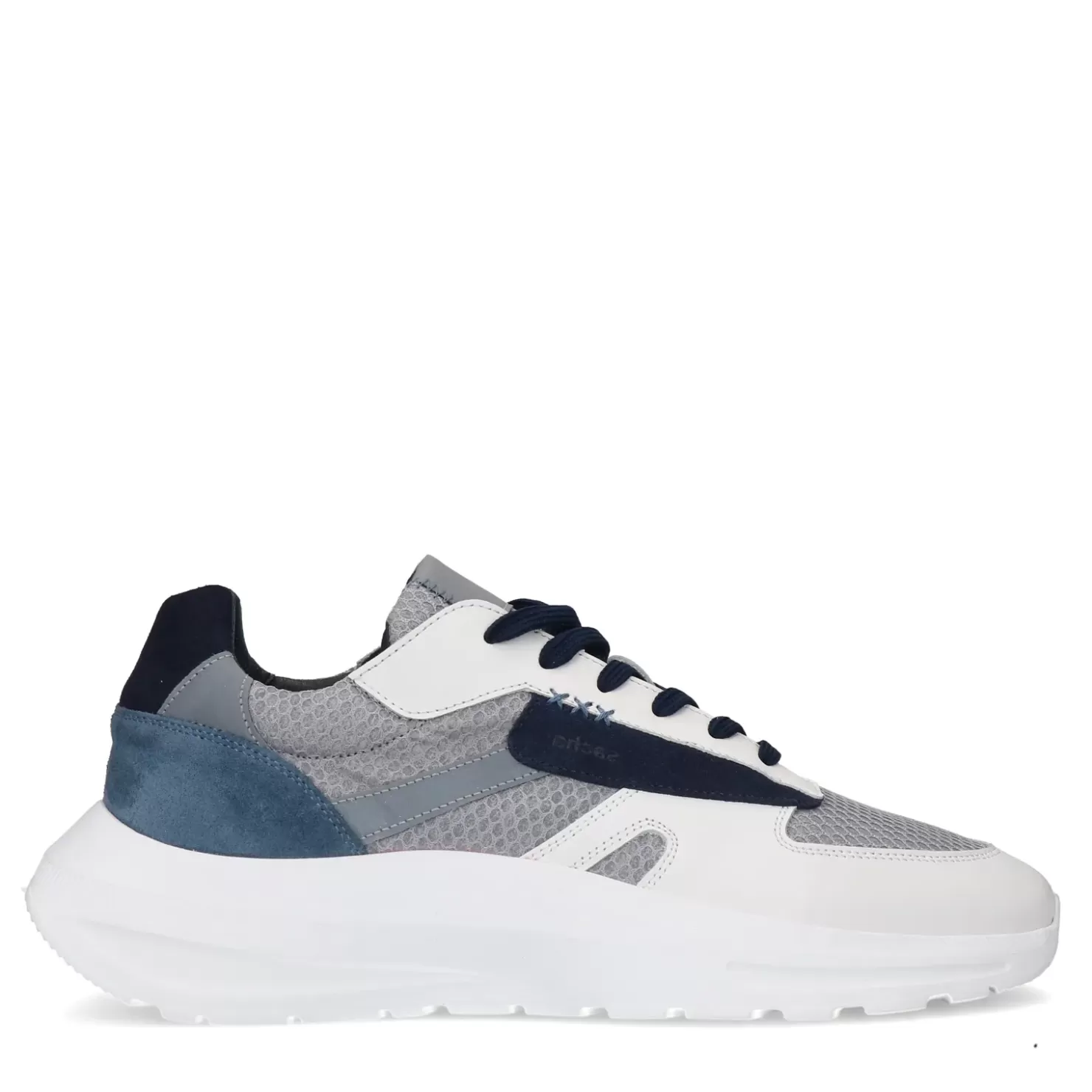 Online Leather Sneakers With Suede Details - White Men Sneakers