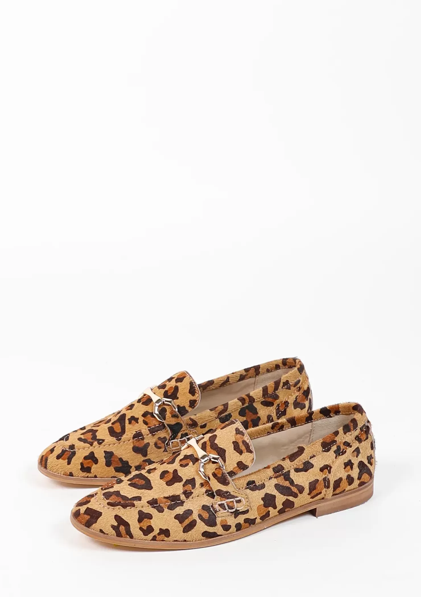 Sale Leopard Print Leather Loafers With Buckle Women Moccasins