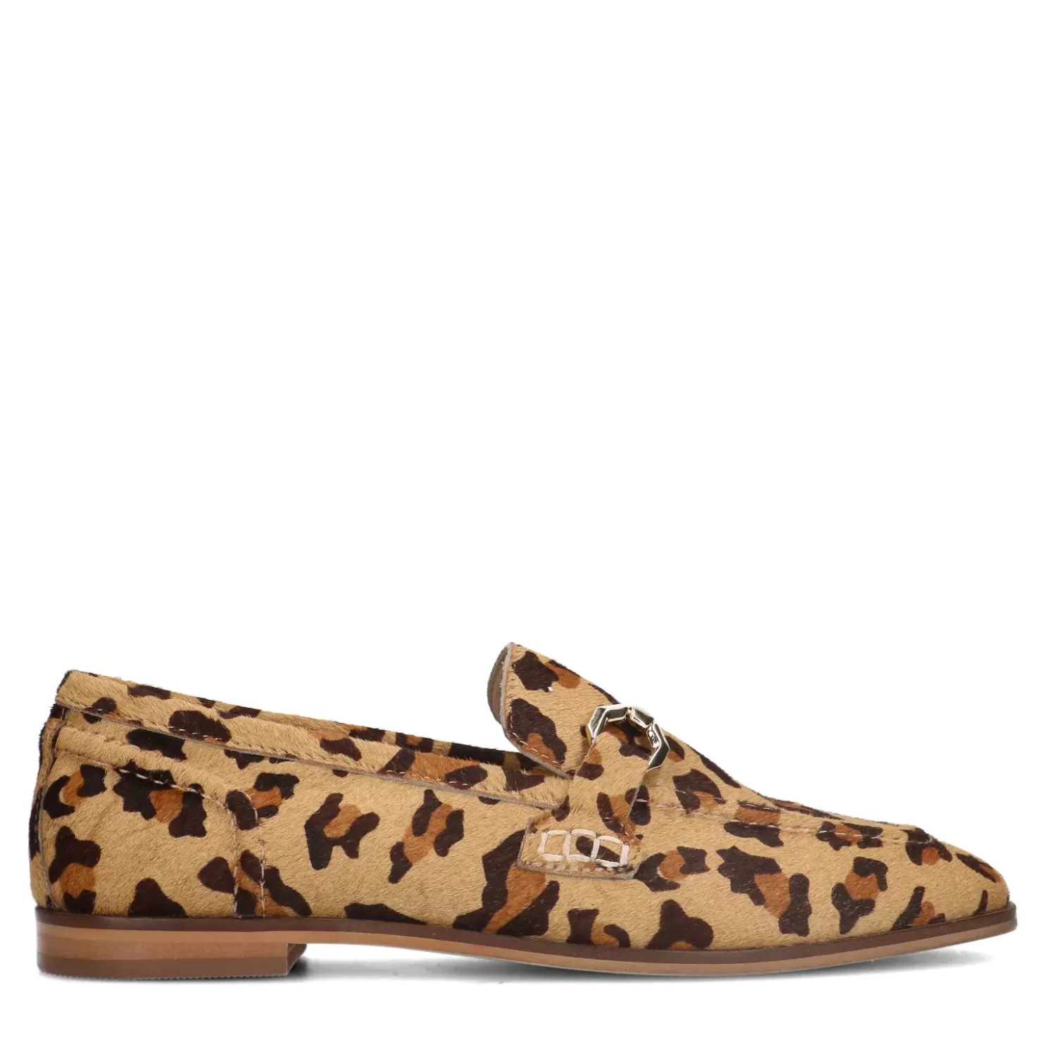 Sale Leopard Print Leather Loafers With Buckle Women Moccasins