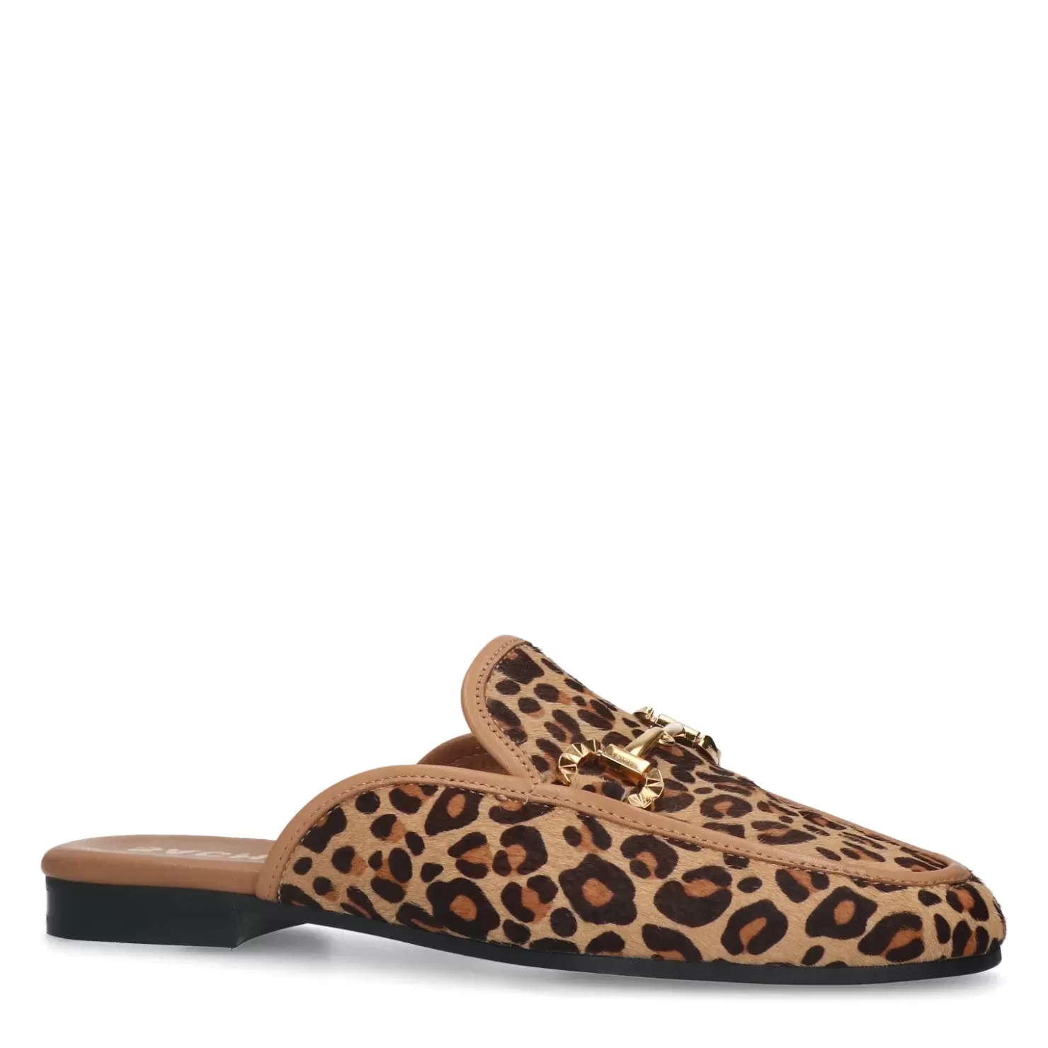 Discount Leopard Slip-On Loafers With Chain Women Moccasins