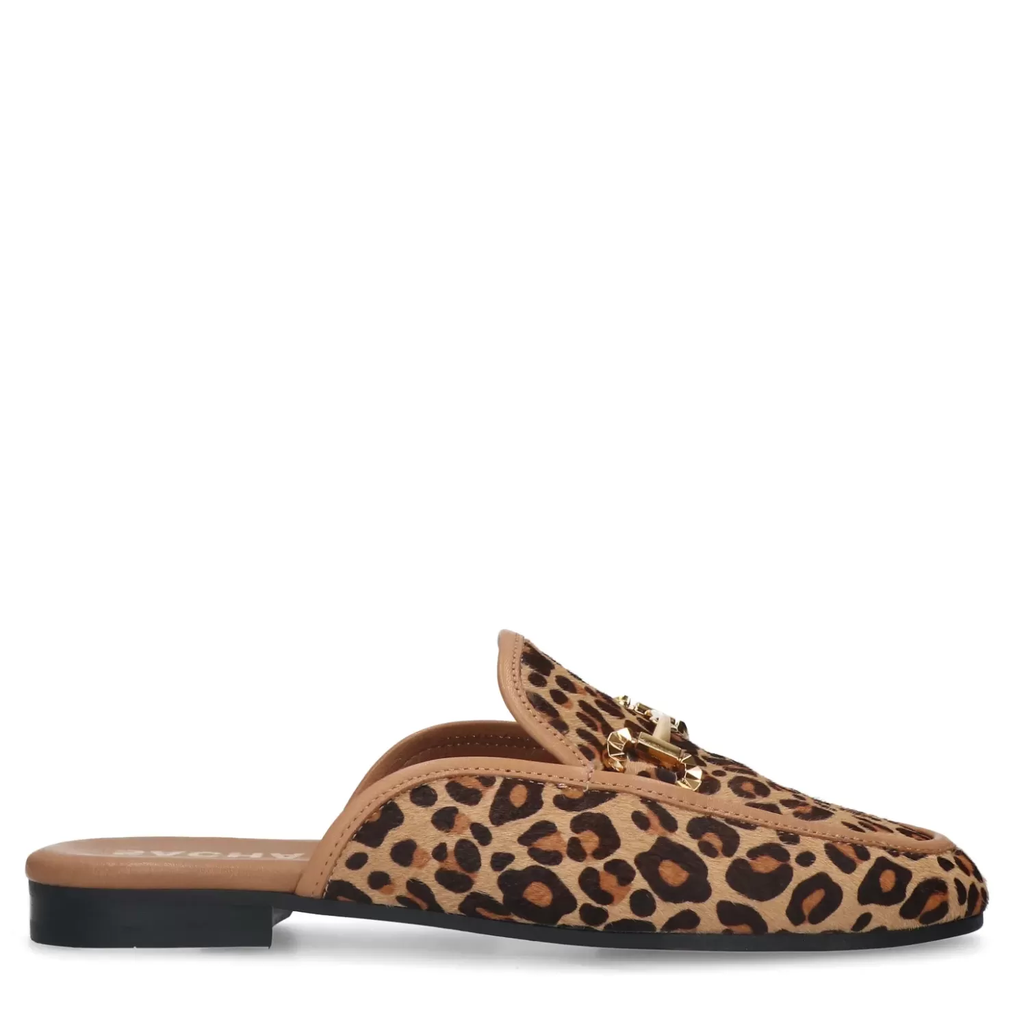 Discount Leopard Slip-On Loafers With Chain Women Moccasins