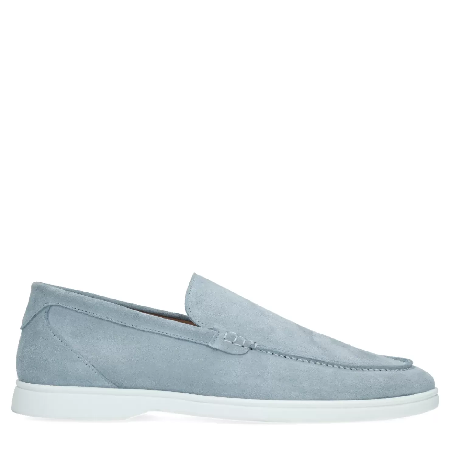 Cheap Light Blue Suede Loafers Men Moccasins