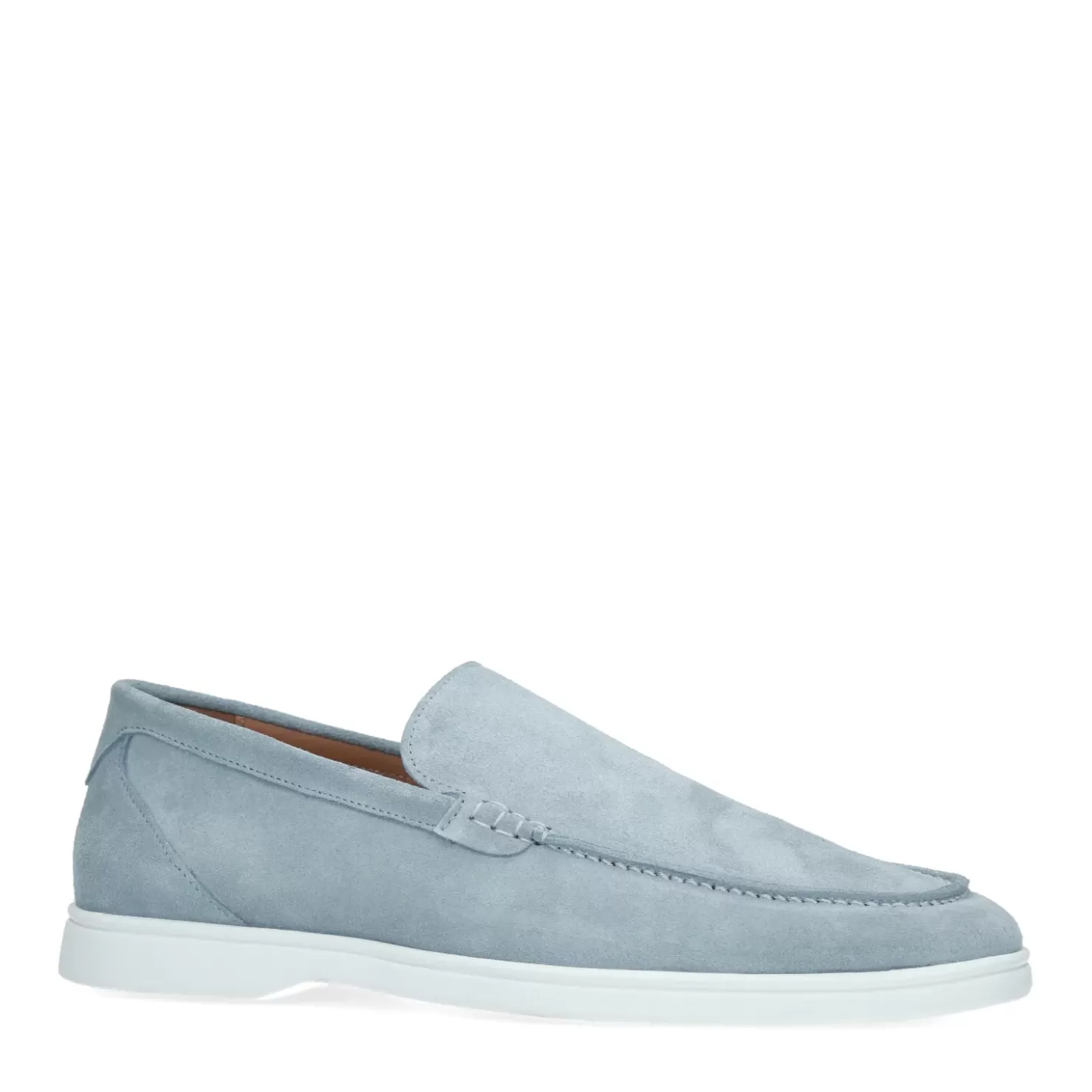 Cheap Light Blue Suede Loafers Men Moccasins