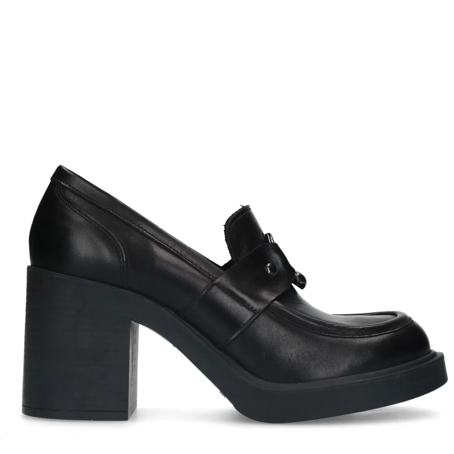 Flash Sale Loafers With Platform Sole And Buckle - Black Women Moccasins