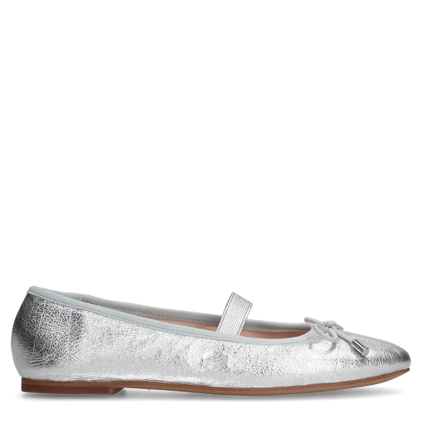 Shop Metallic Ballerina Flats With Bow - Silver Women Moccasins