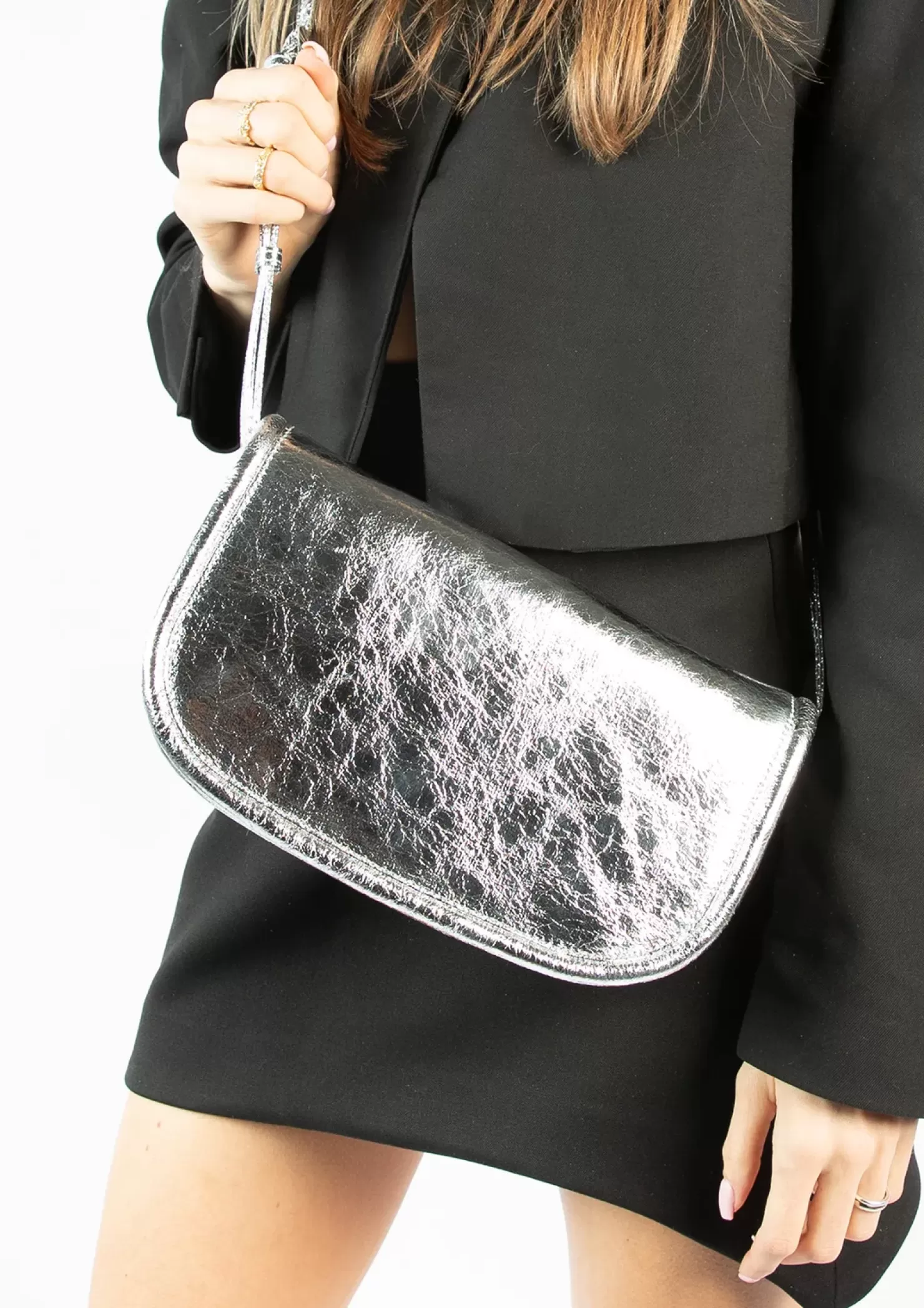 Shop Metallic Crossbody Bag - Silver Women Crossbody Bags