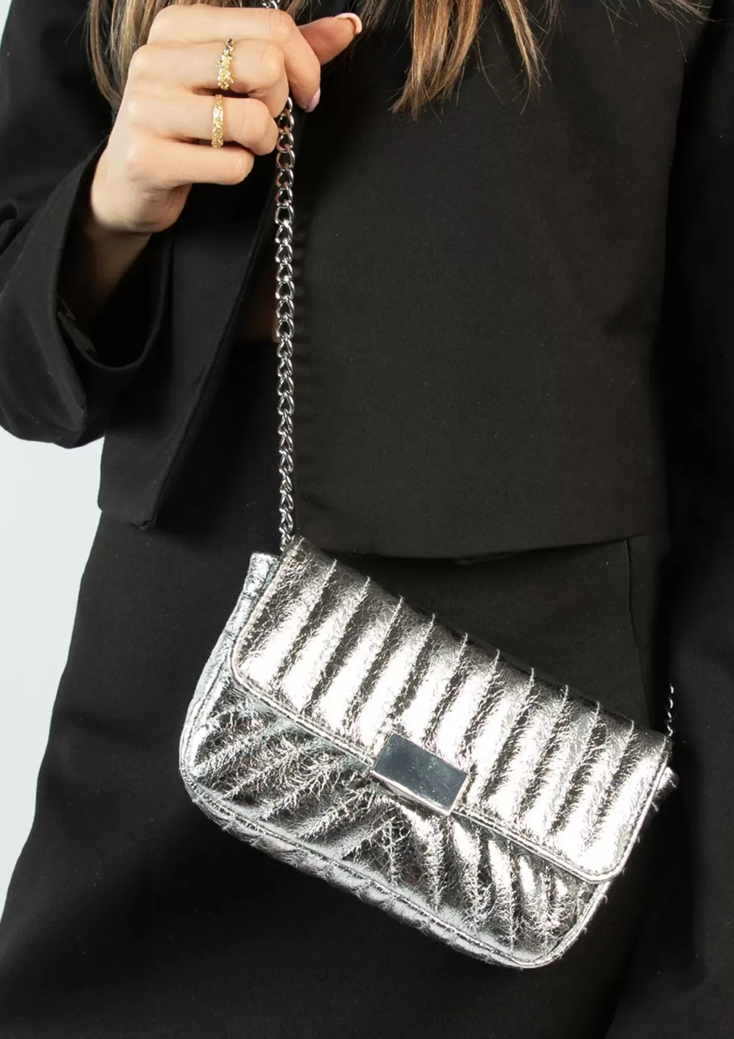 Discount Metallic Crossbody Bag - Silver Women Crossbody Bags