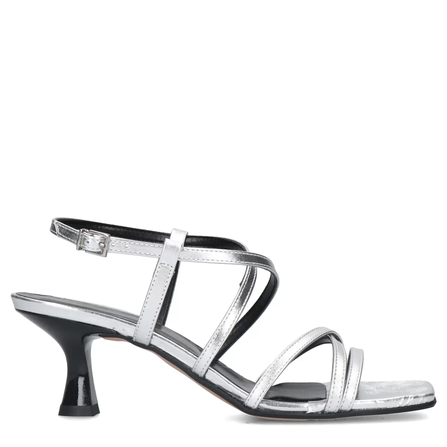 Shop Metallic Funnel Heel Sandals - Silver Women Sandals