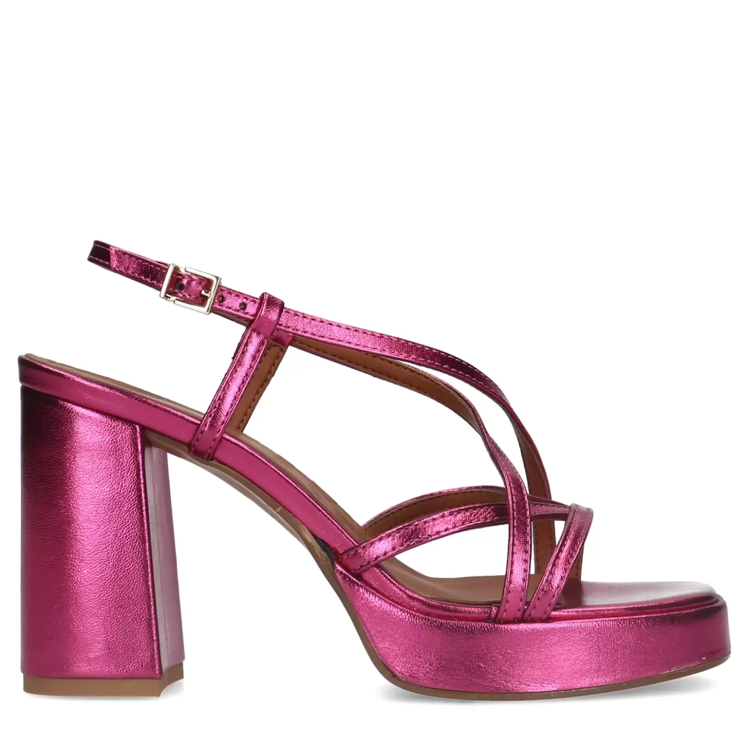 Online Metallic Heeled Sandals - Pink Women Sandals