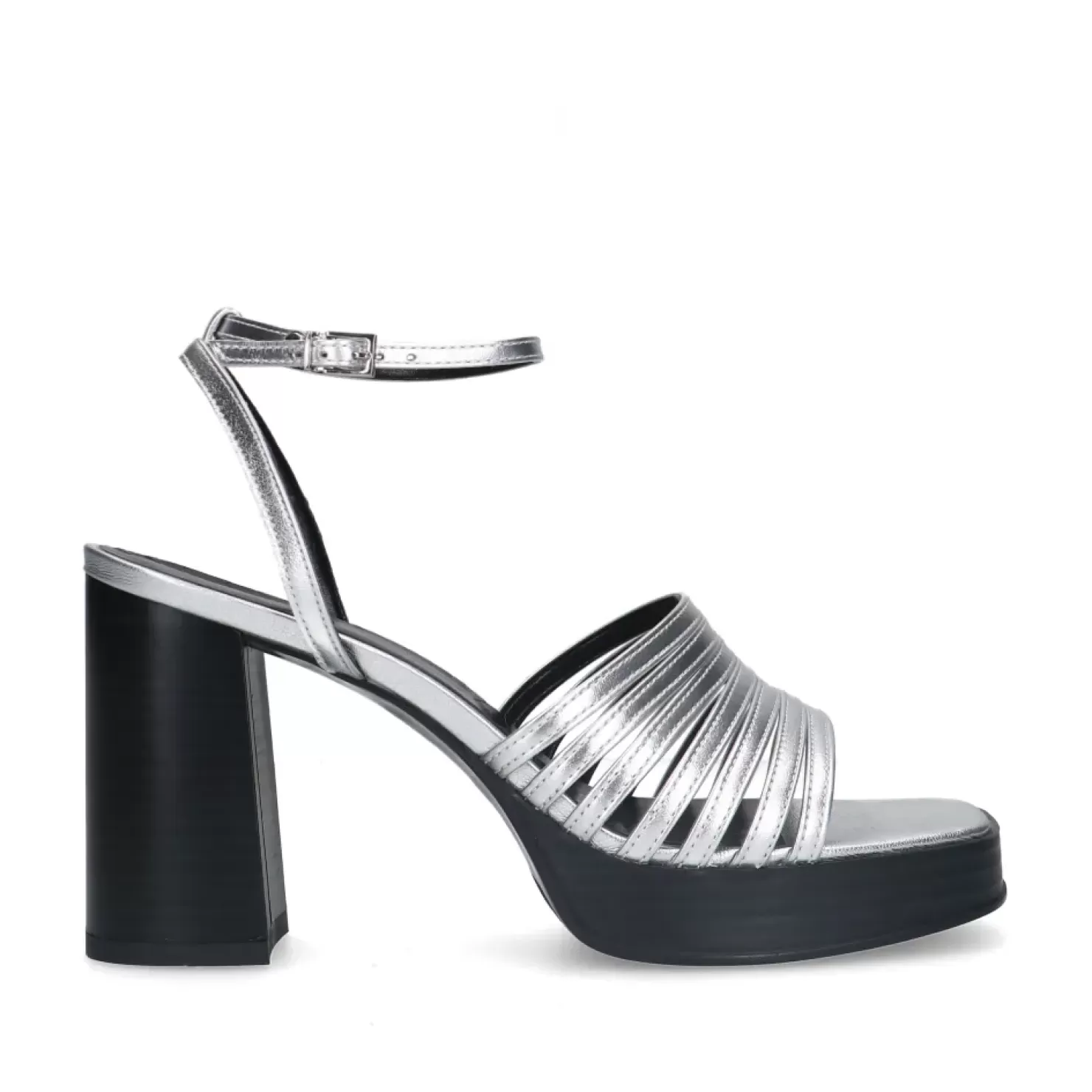 Discount Metallic Heeled Sandals - Silver Women Sandals