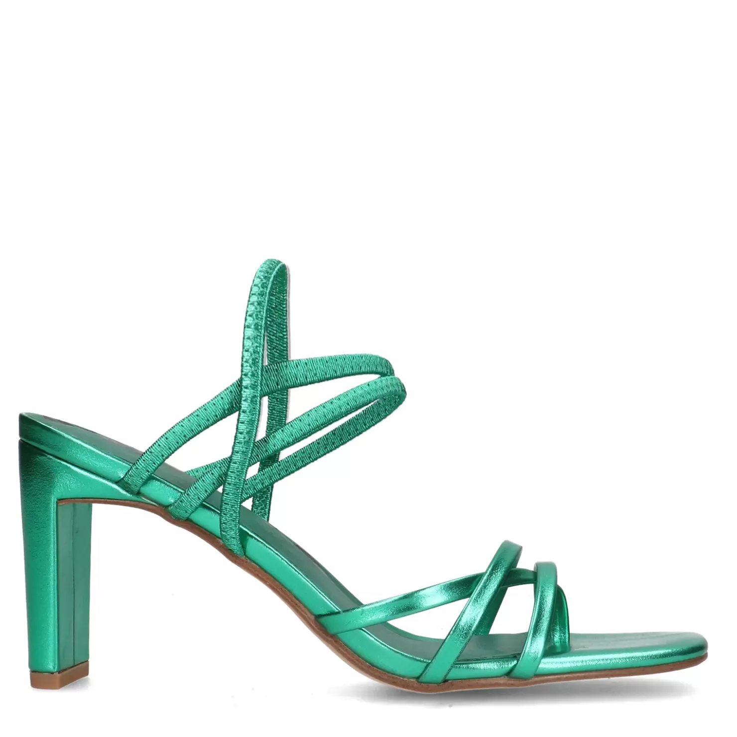 Hot Metallic Heeled Sandals With Bands - Green Women Sandals