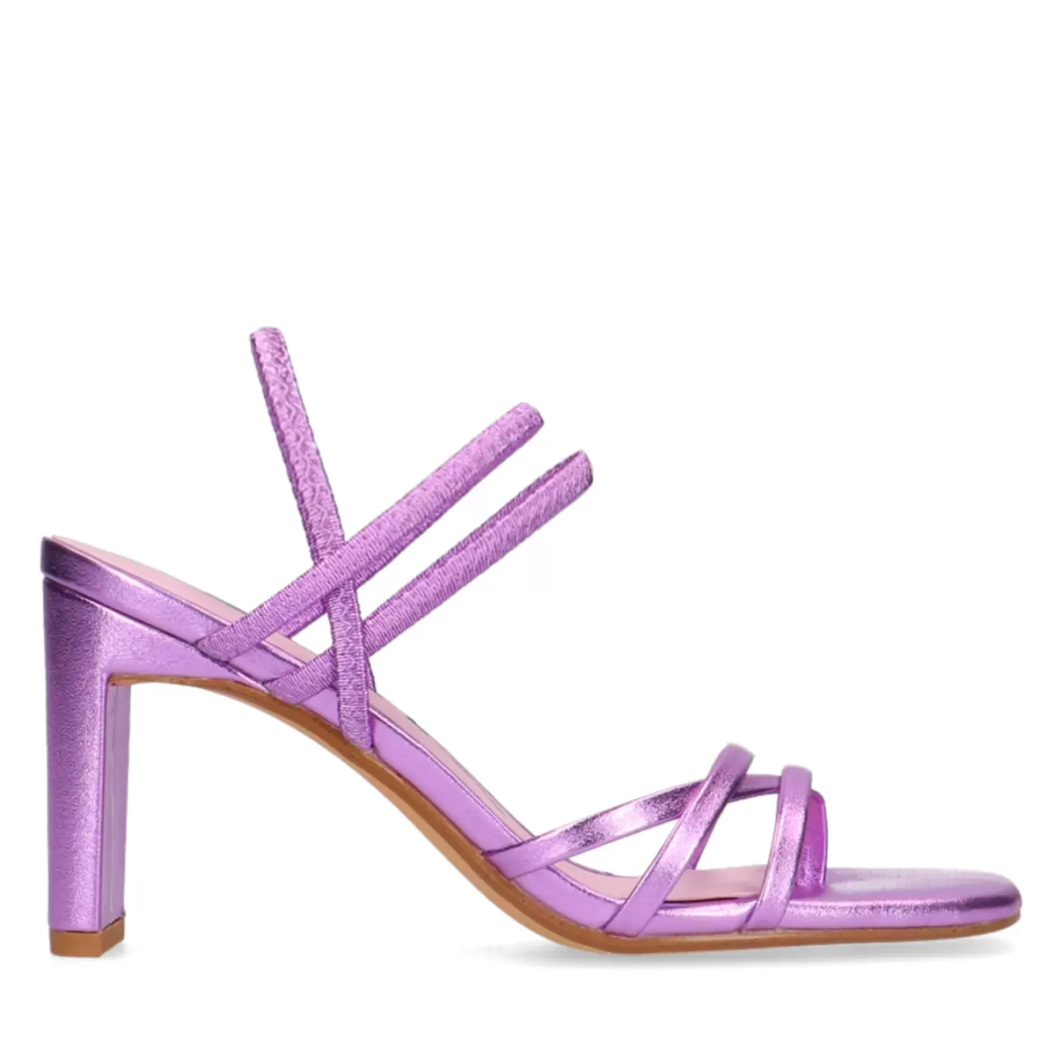 Cheap Metallic Heeled Sandals With Straps - Pink Women Sandals