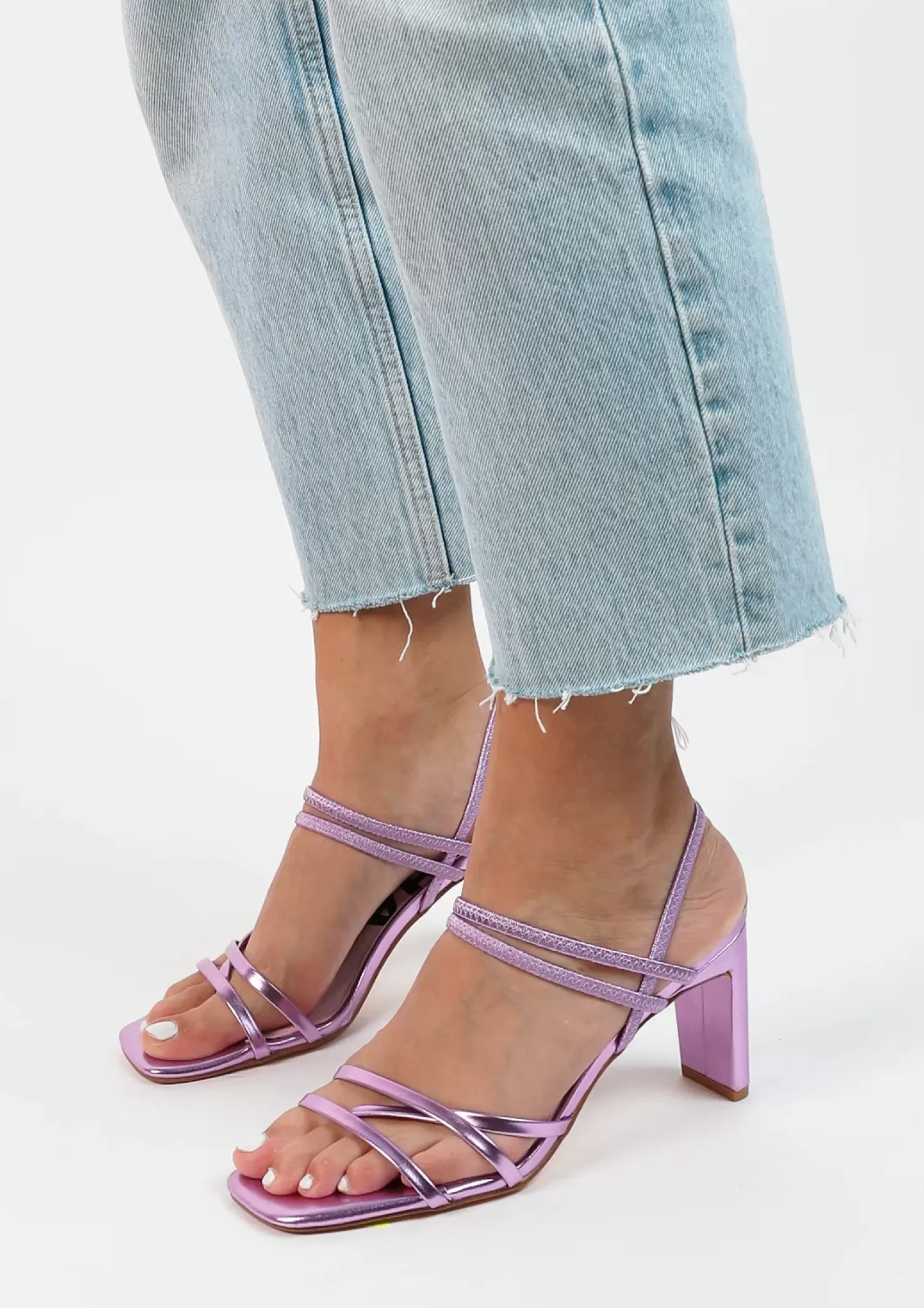 Cheap Metallic Heeled Sandals With Straps - Pink Women Sandals