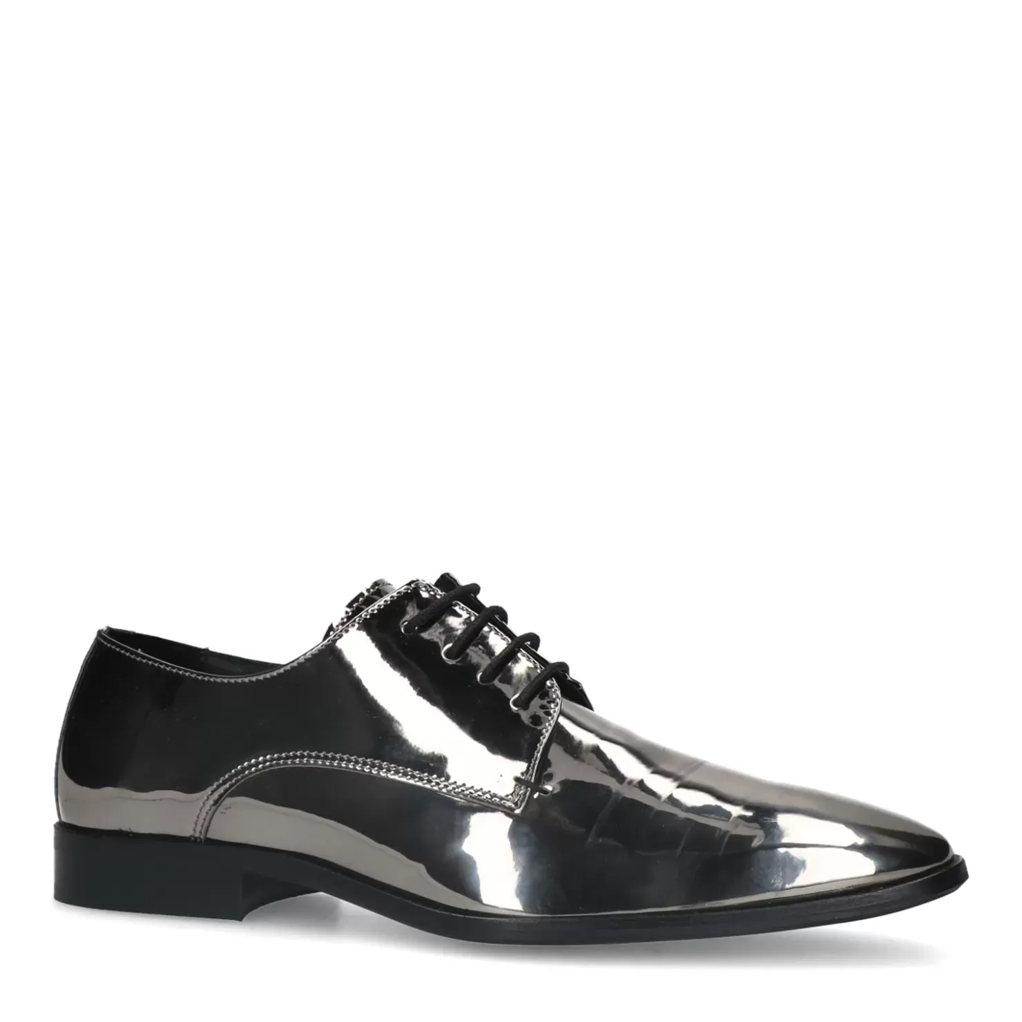 Hot Metallic Lace-Up Shoes - Silver Men Lace-Up Shoes