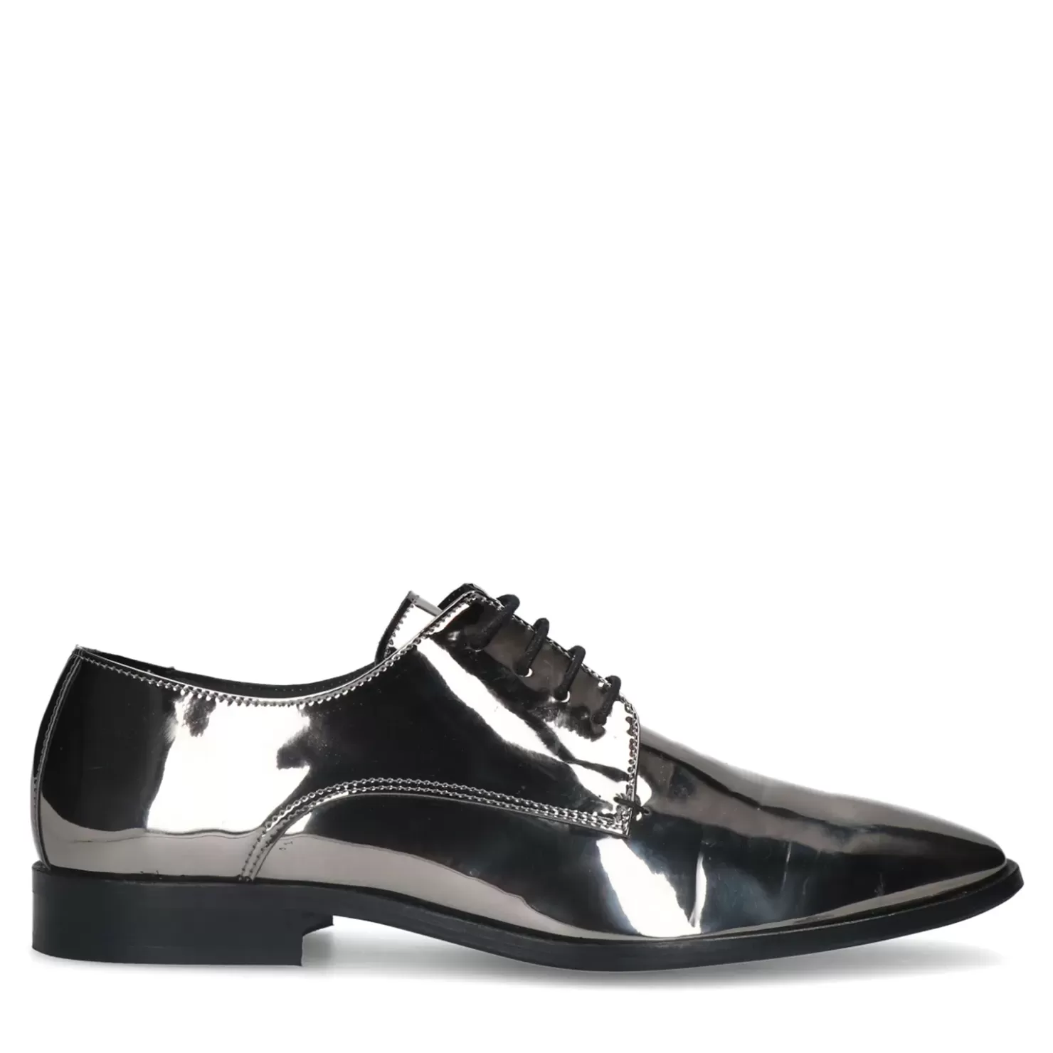 Hot Metallic Lace-Up Shoes - Silver Men Lace-Up Shoes