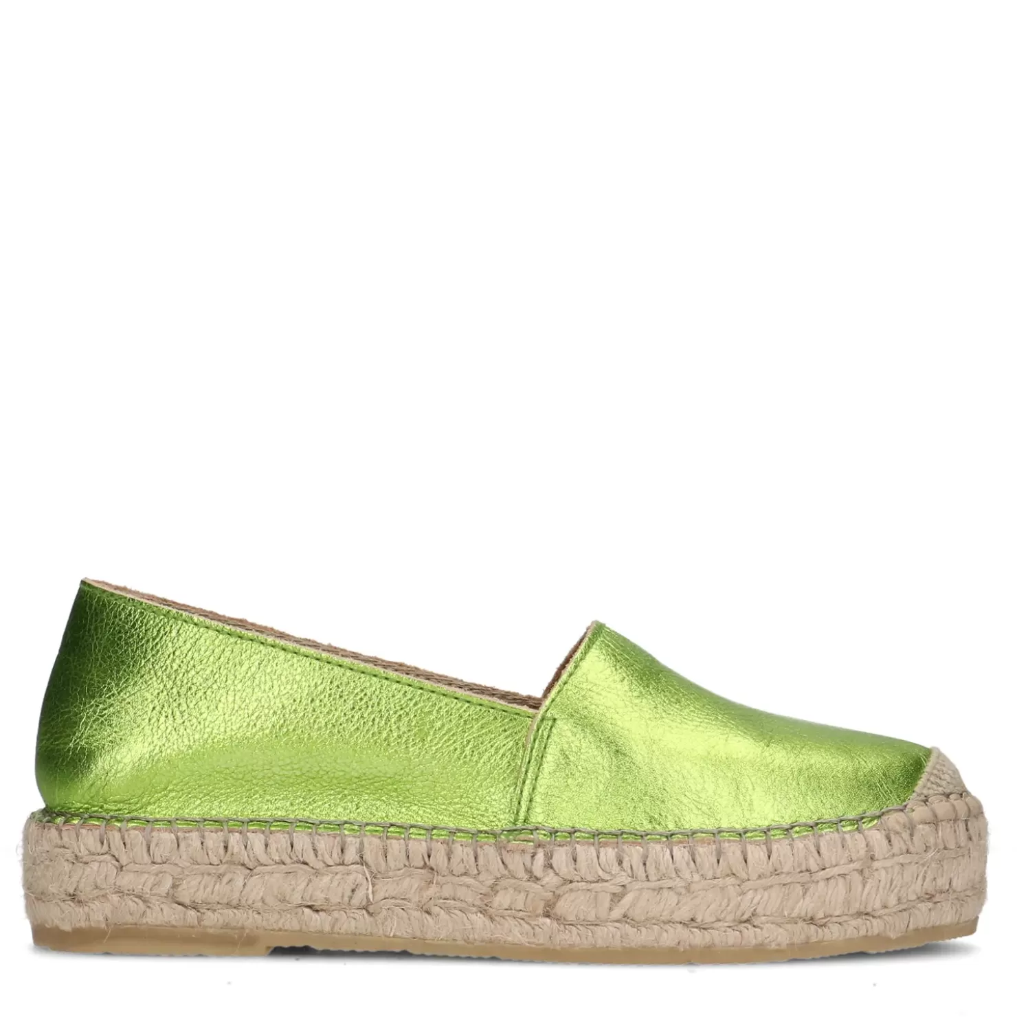 Cheap Metallic Leather Espadrilles - Green Women Moccasins