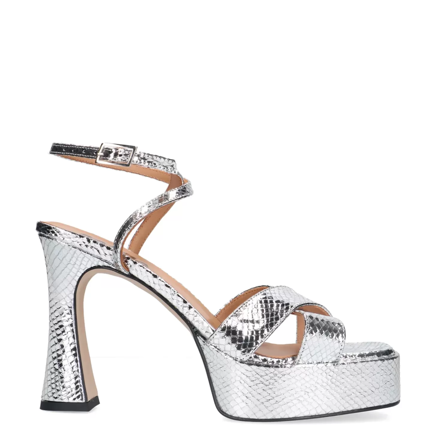 Discount Metallic Platform Heeled Sandals - Silver Women Sandals