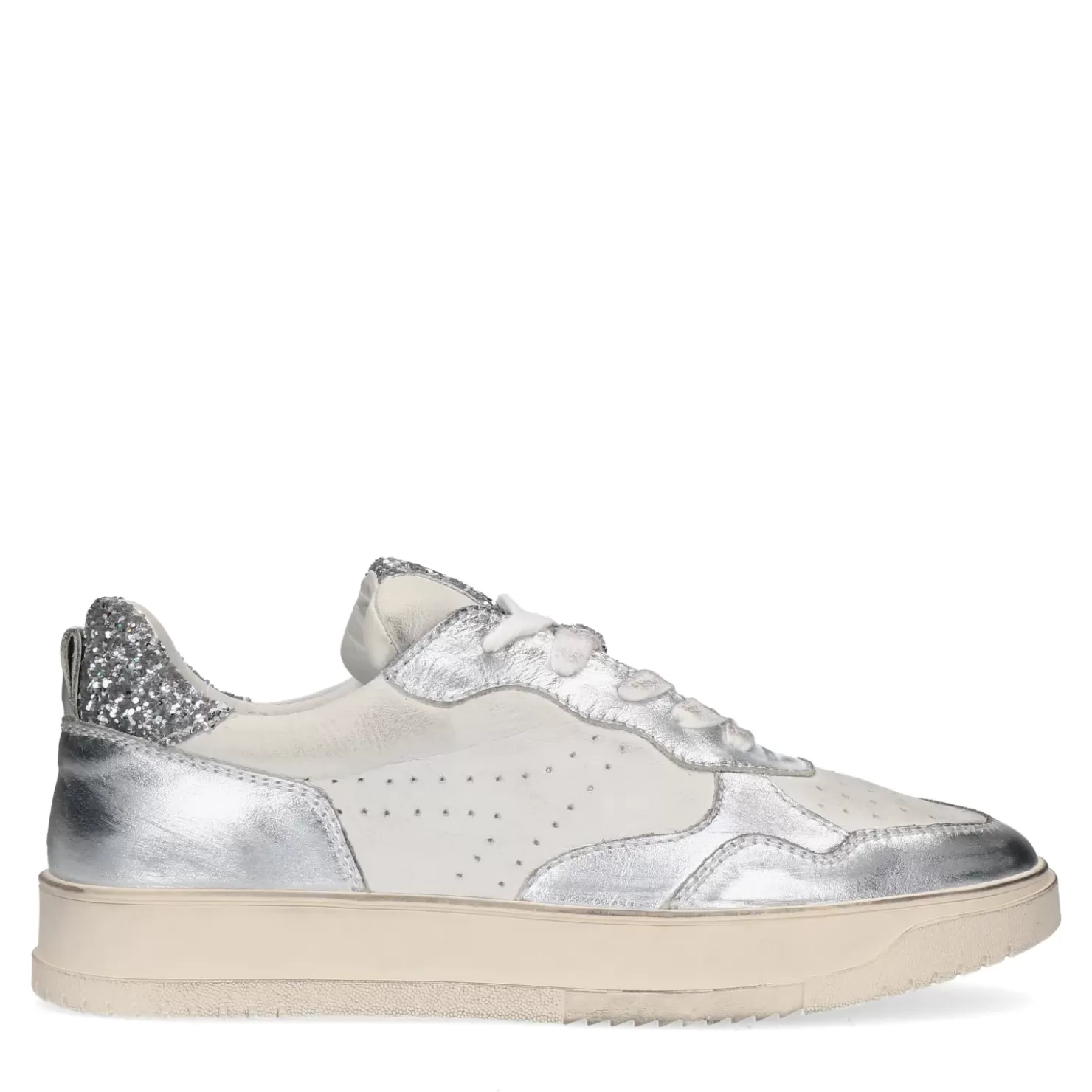 Hot Metallic Sneakers With Sequins - Silver Women Sneakers