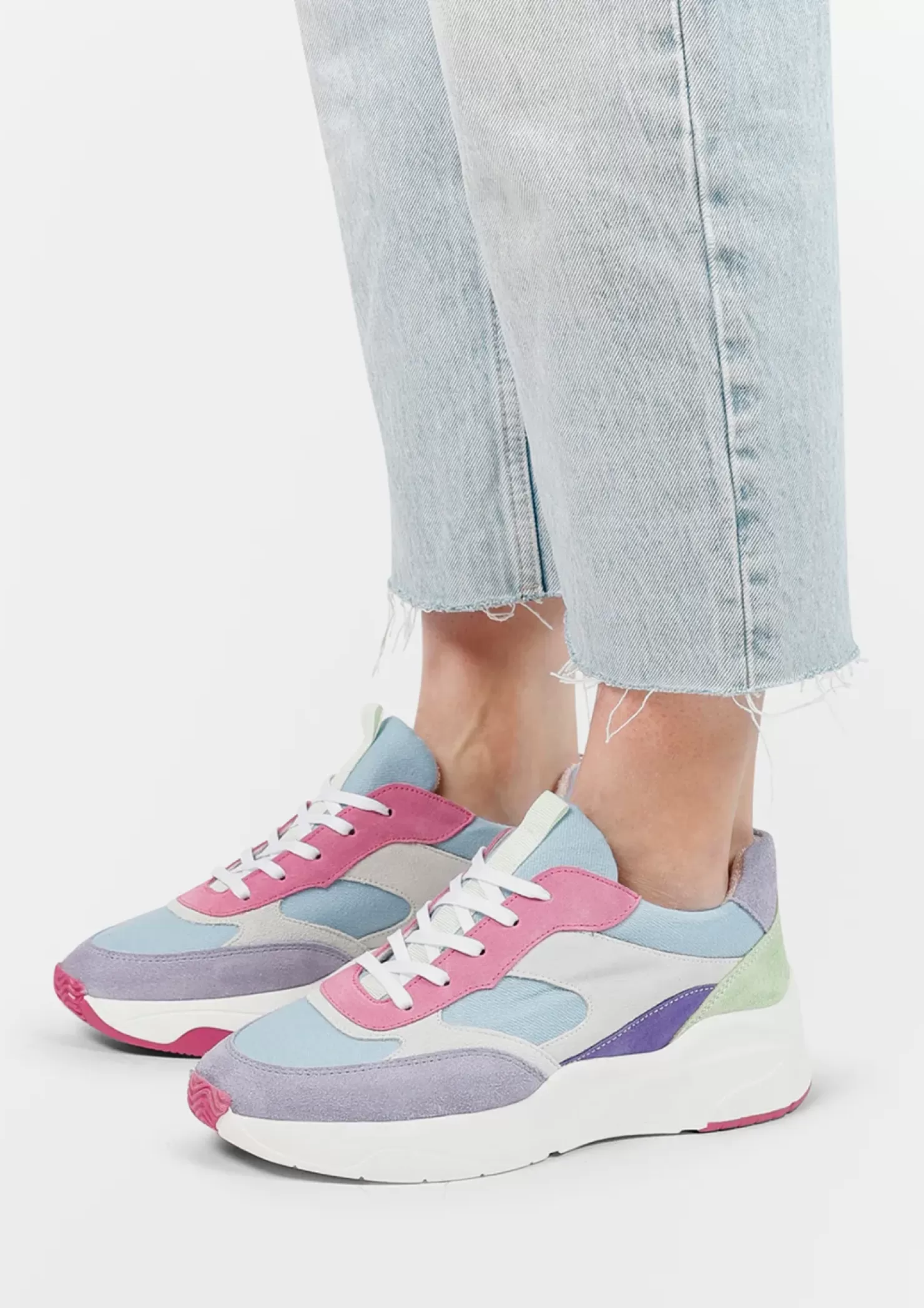 Clearance Multicolor Suede Sneakers - Blue Women Sneakers