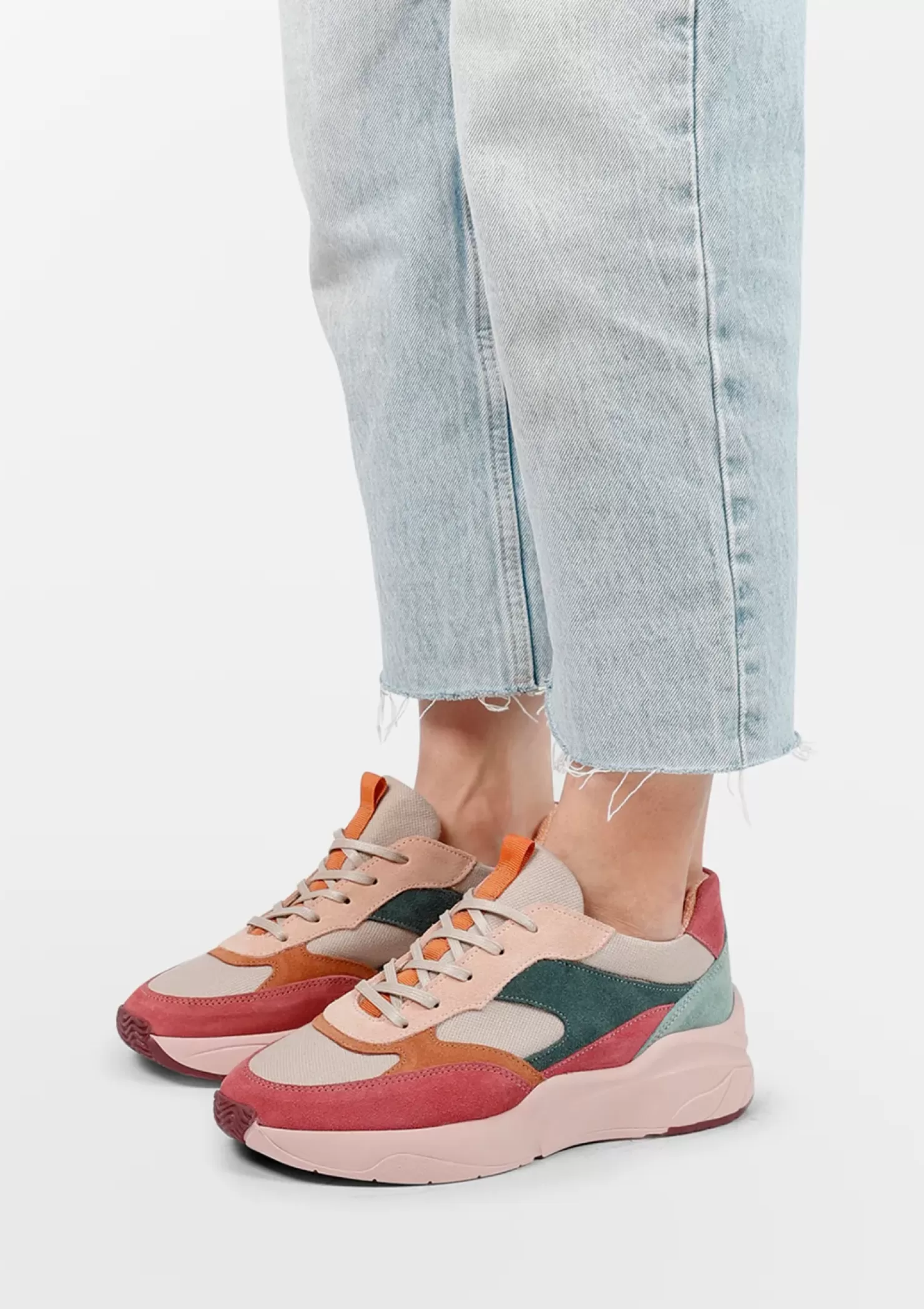 Hot Multicolor Suede Sneakers - Pink Women Sneakers