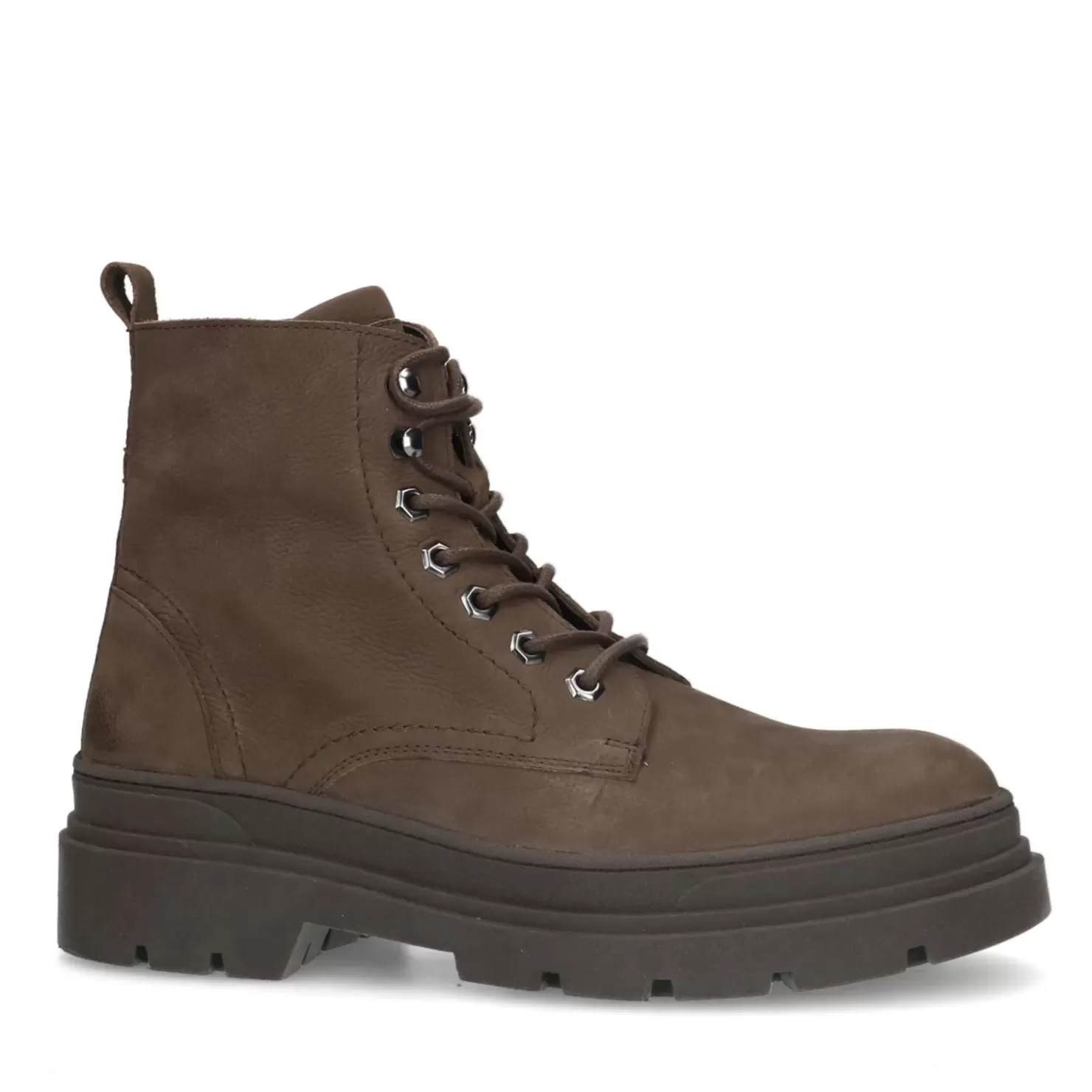 Outlet Nubuck Lace-Up Boots - Brown Men Boots