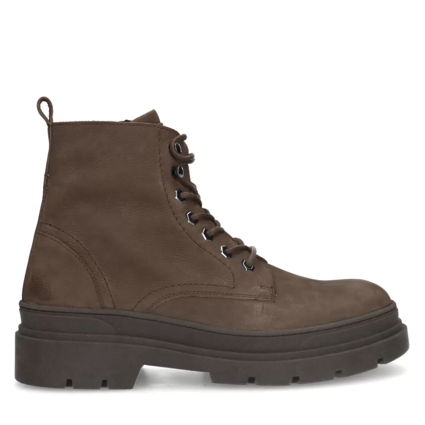 Outlet Nubuck Lace-Up Boots - Brown Men Boots