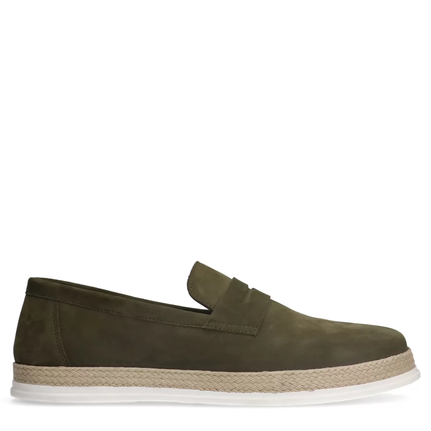 Sale Nubuck Loafers - Olive Green Men Moccasins