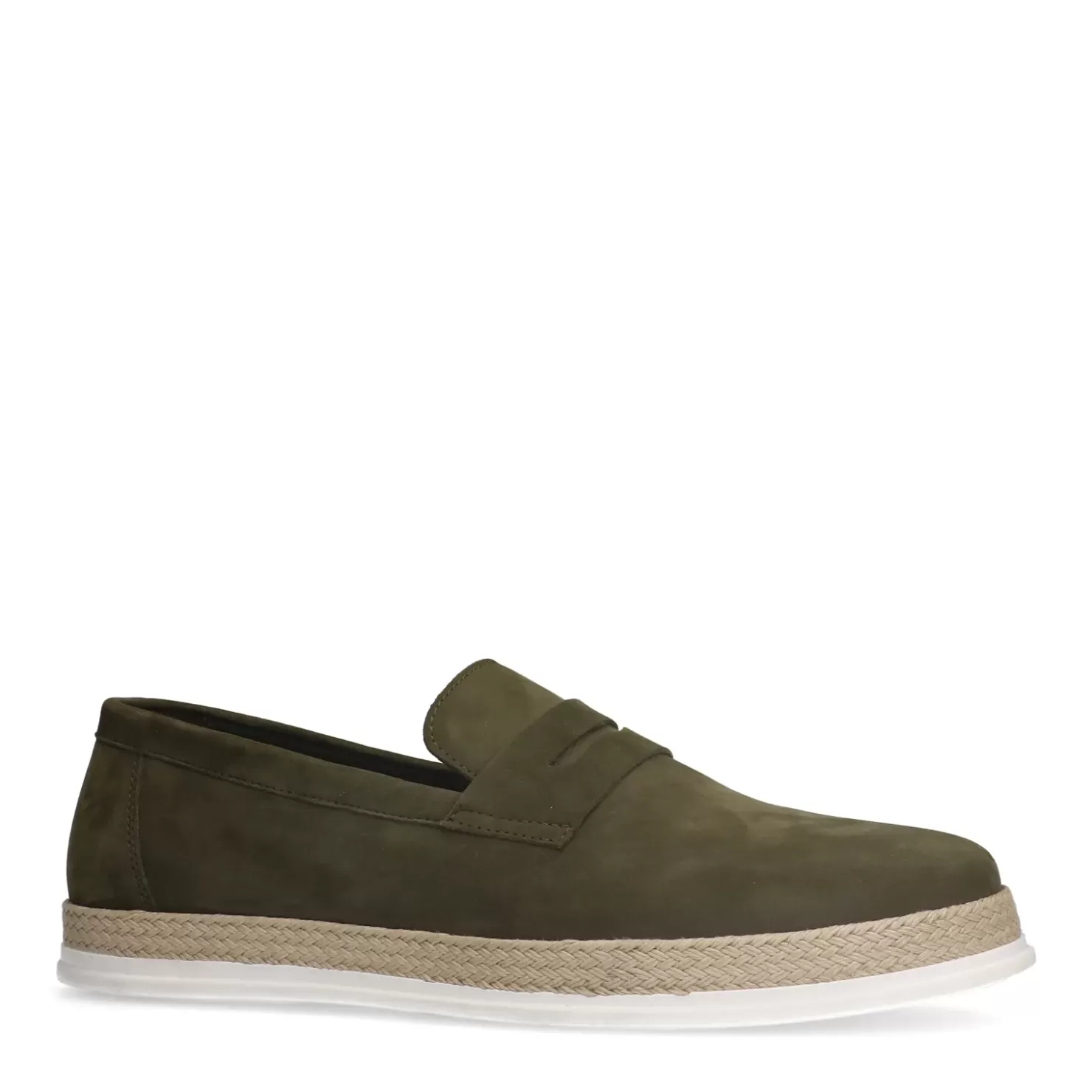 Sale Nubuck Loafers - Olive Green Men Moccasins