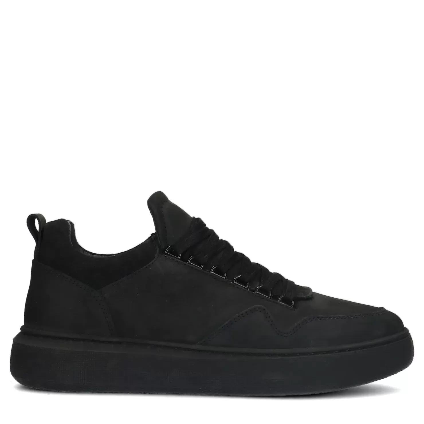 Fashion Nubuck Sneakers With Platform Sole - Black Men Sneakers