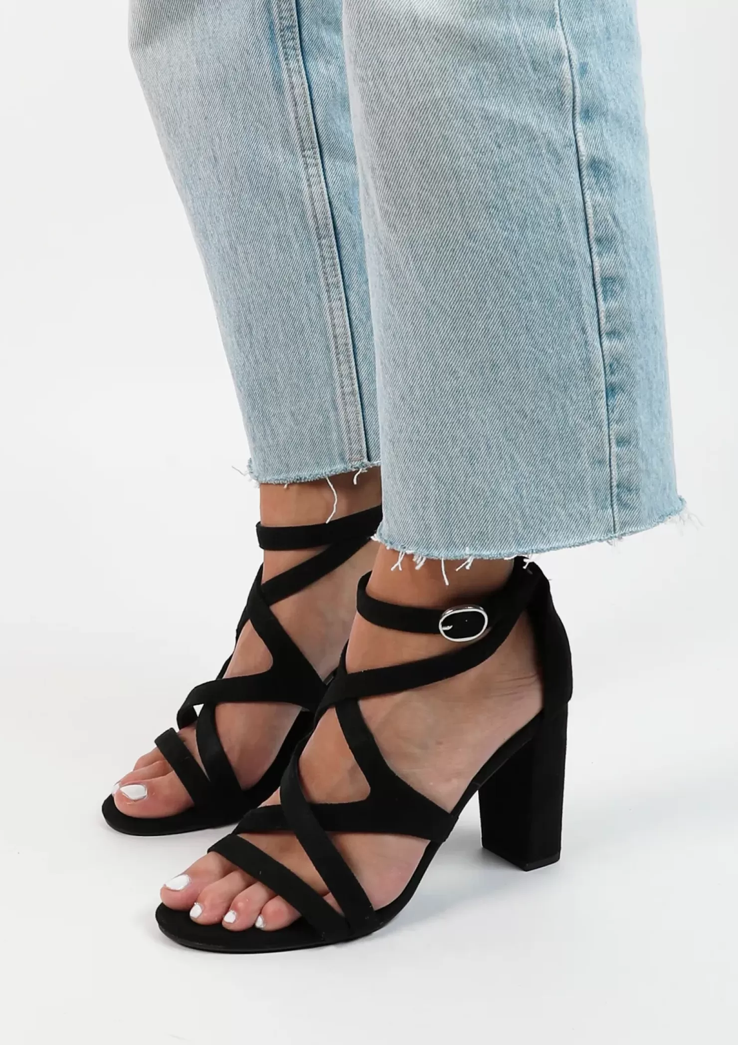 Fashion Openwork Heeled Sandals - Black Women Sandals