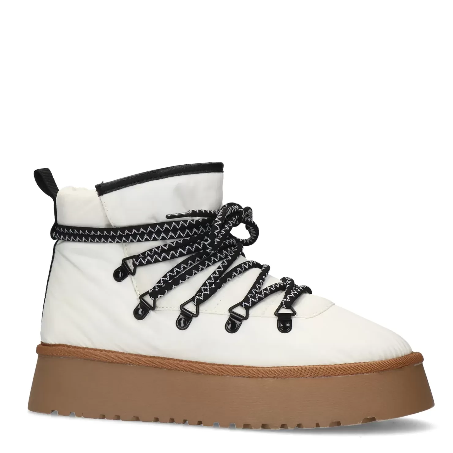 Store Padded Lace-Up Ankle Boots With Platform Sole - Off-White Women Ankle Boots