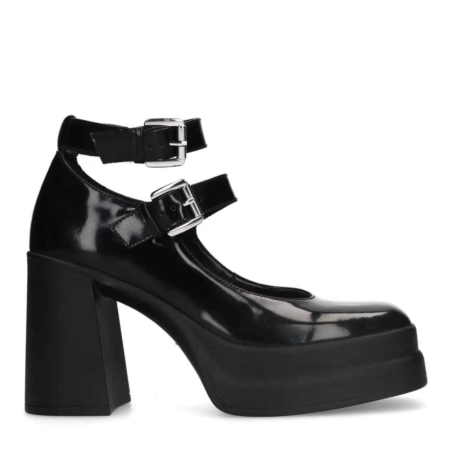 Sale Patent Finish Firm Pumps With Platform - Black Women Pumps